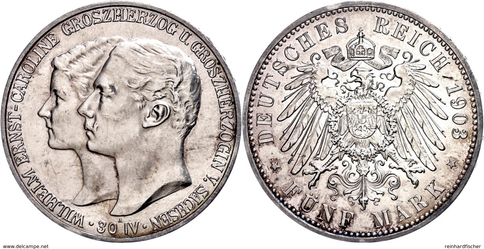 5 Mark, 1903, Wilhelm Ernst, J. 159, Kl. Rf., Avers Vz, Revers F. St., Katalog: J. 159 - Altri & Non Classificati