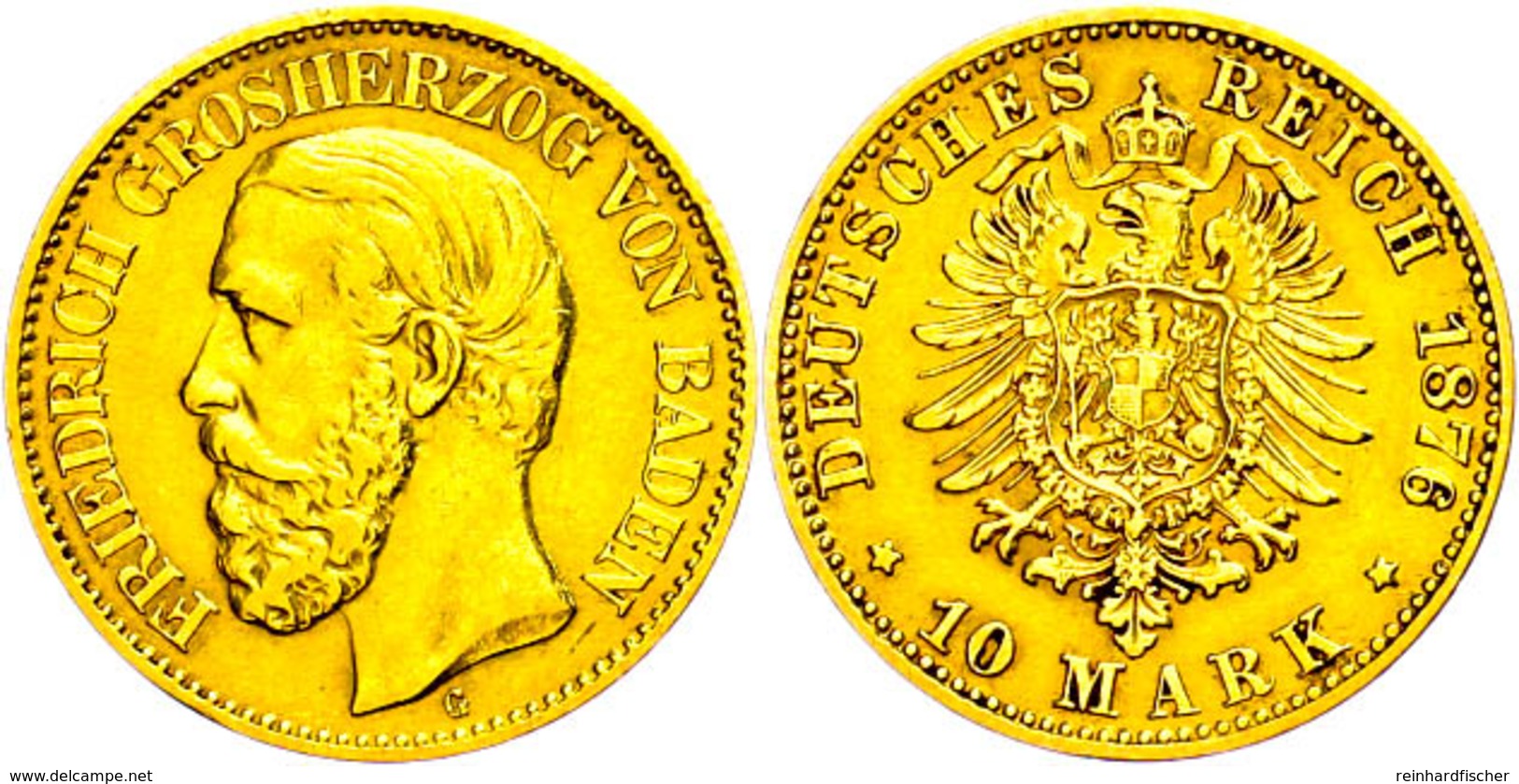 10 Mark, 1876, Friedrich I., Kl. Rf., Ss., Katalog: J. 186 Ss - Altri & Non Classificati