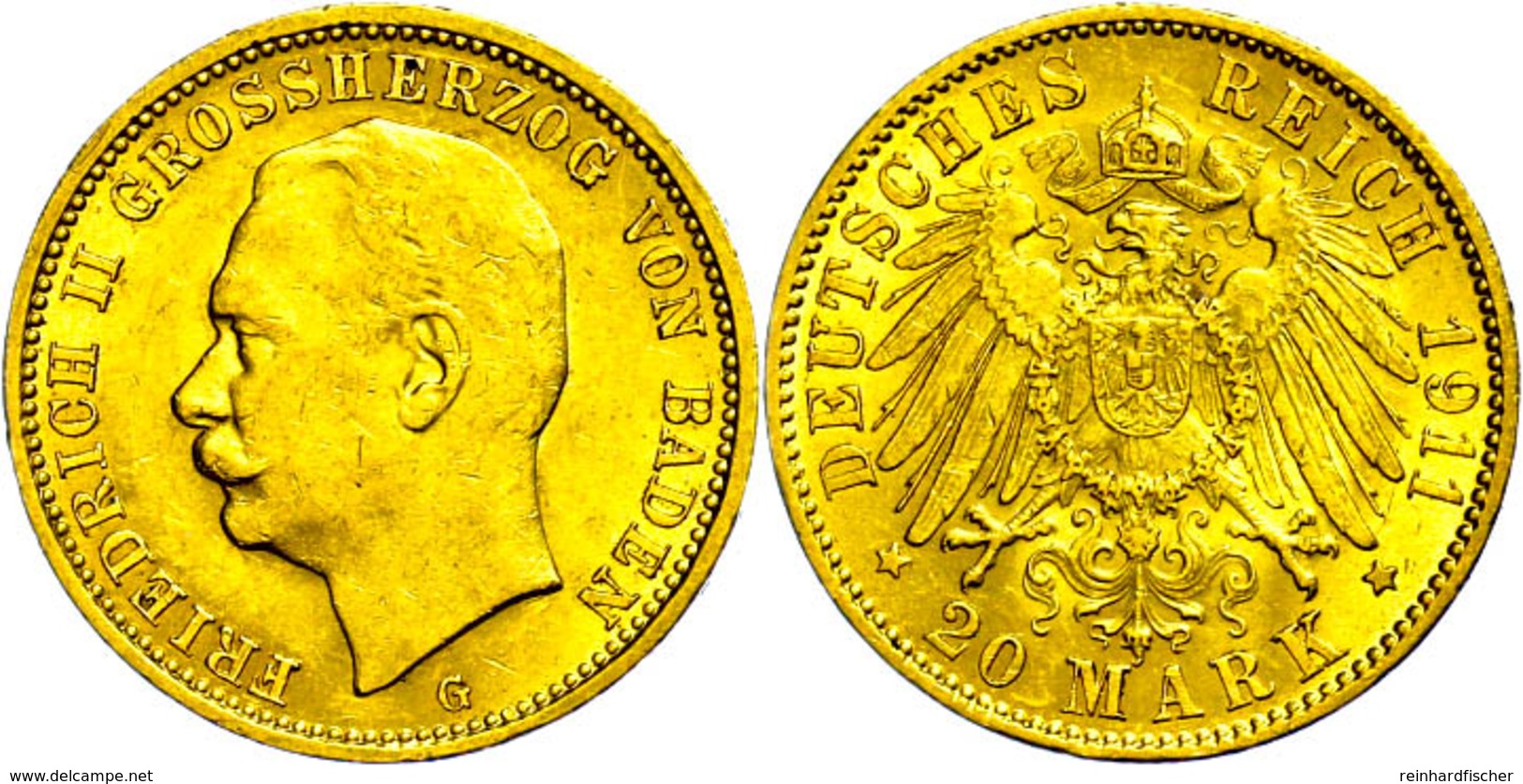 20 Mark, 1911, Friedrich II., Wz. Rf., Vz., Katalog: J. 192 Vz - Other & Unclassified