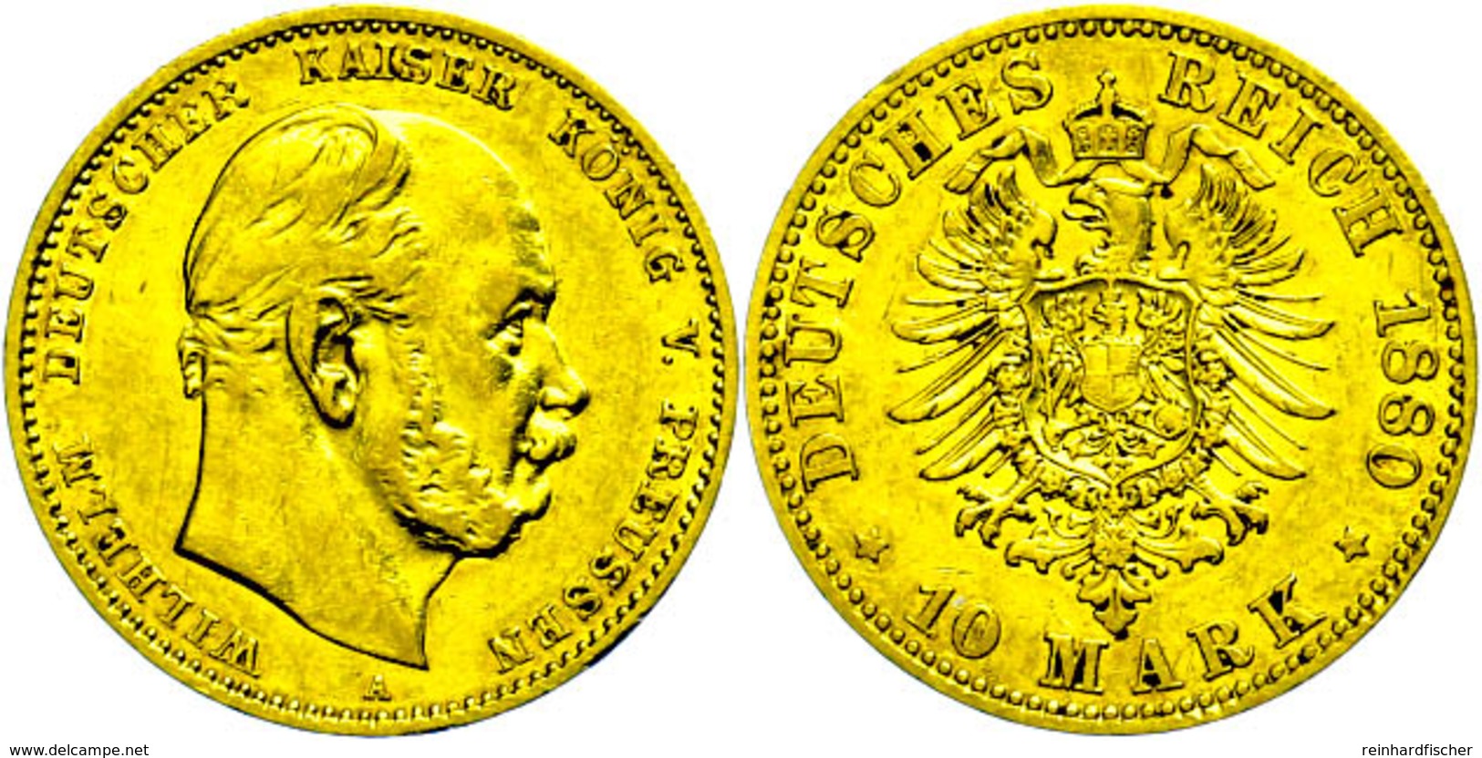 10 Mark, 1880, A, Wilhelm I., Wz. Rf., Ss., Katalog: J. 245 Ss - Other & Unclassified