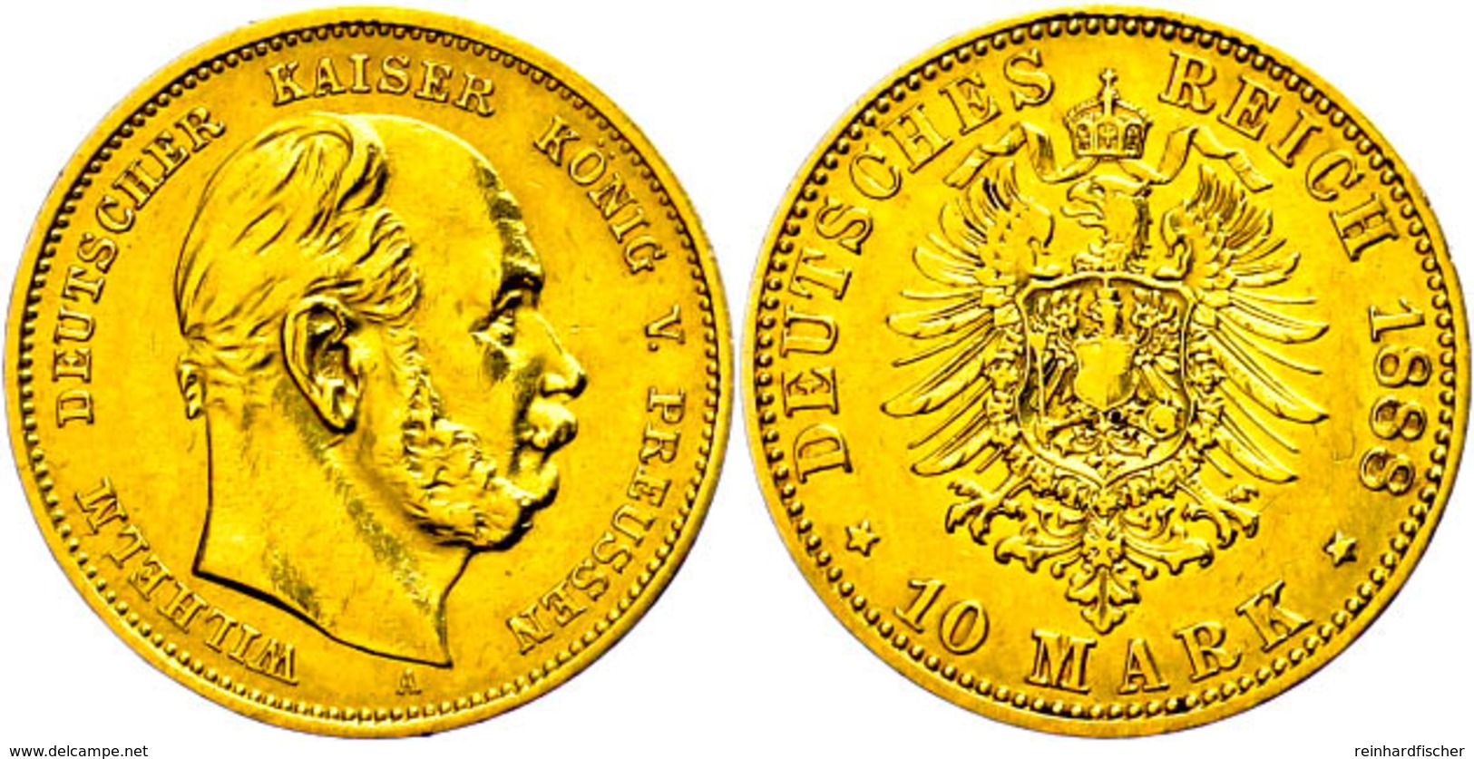 10 Mark, 1888, Wilhelm I., Wz. Rf., Ss., Katalog: J. 245 Ss - Altri & Non Classificati