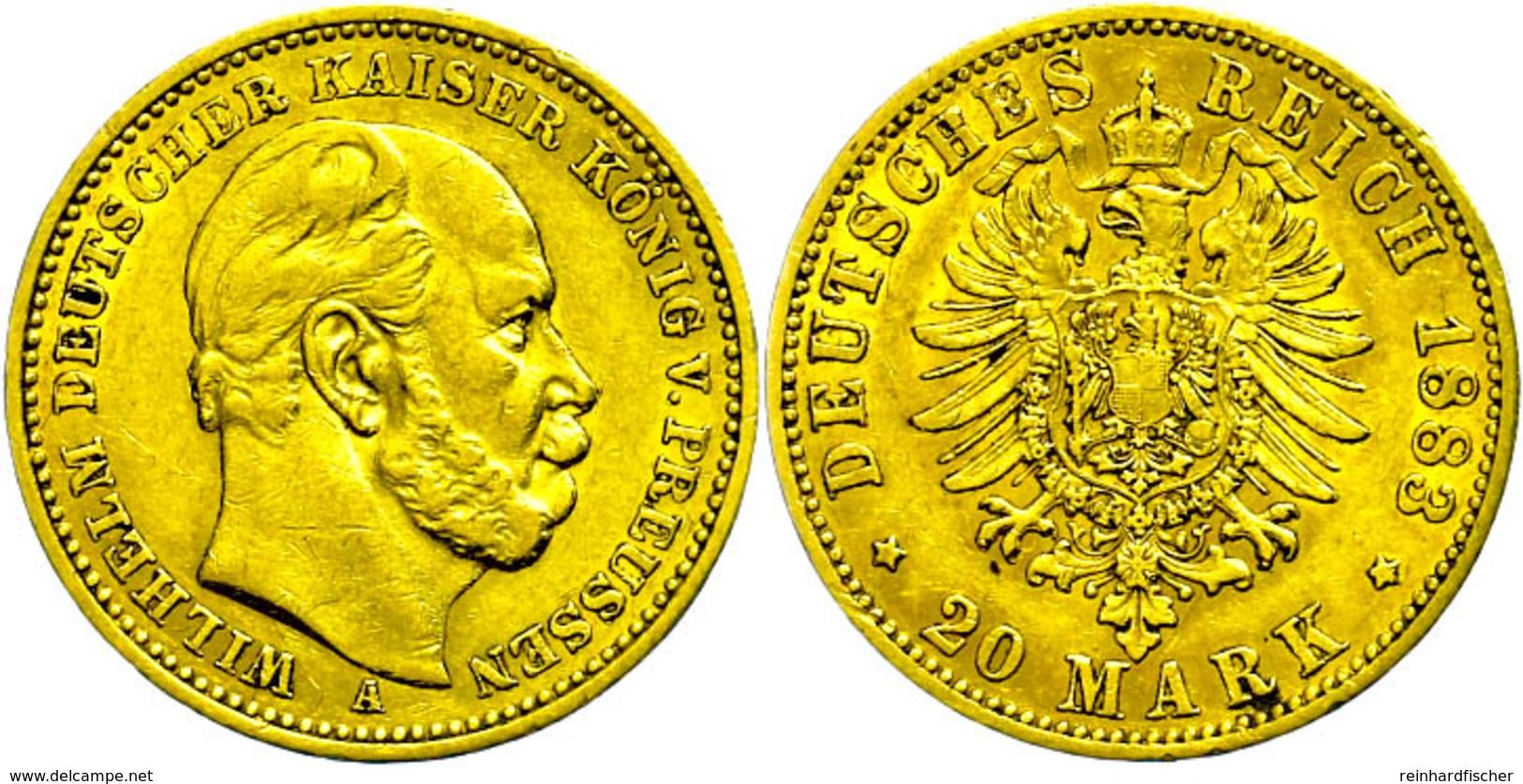 20 Mark, 1883, Wilhelm I., Kl. Rf., Ss., Katalog: J. 246 Ss - Altri & Non Classificati