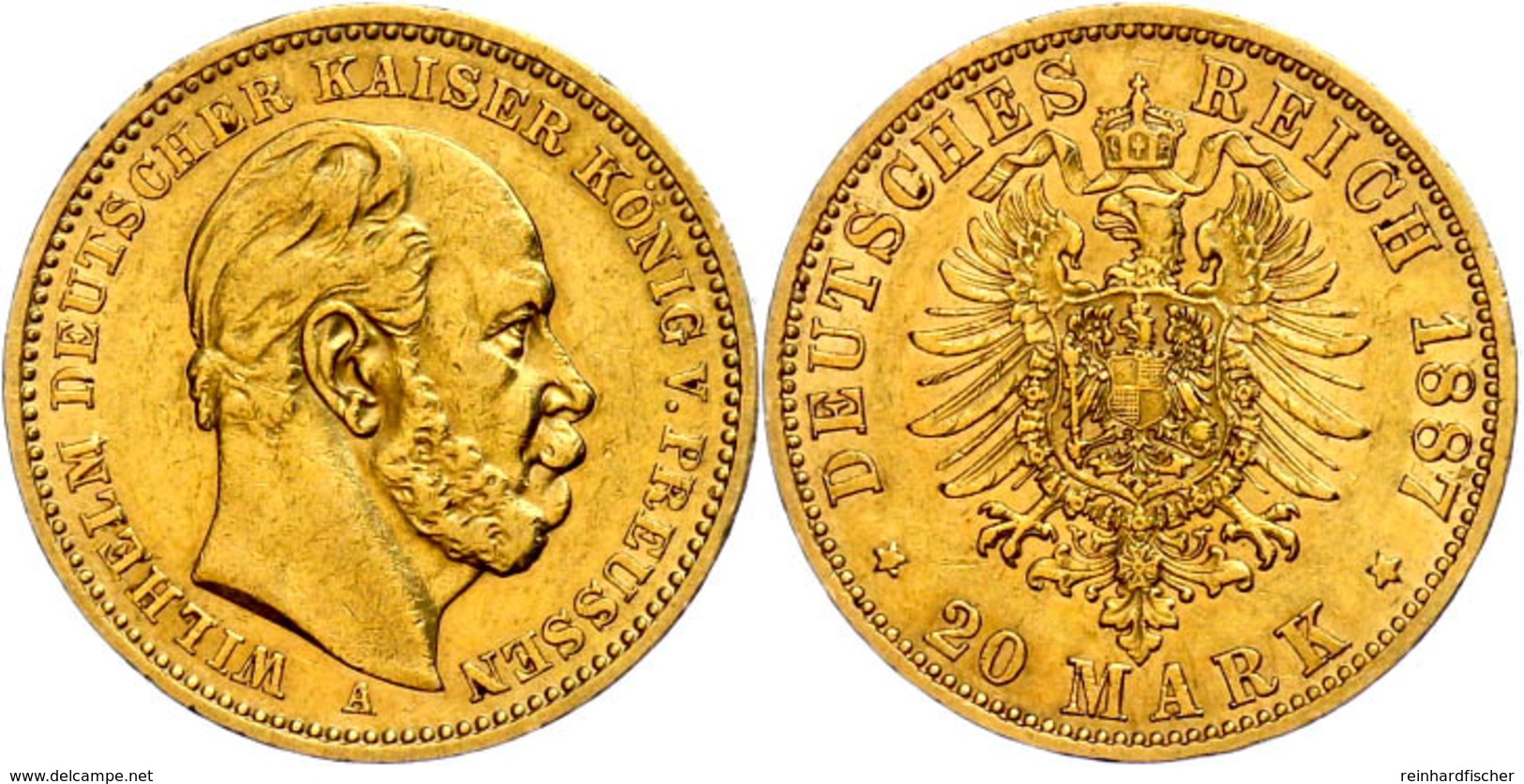 20 Mark, 1887, Wilhelm I., Ss., Katalog: J. 246 Ss - Other & Unclassified