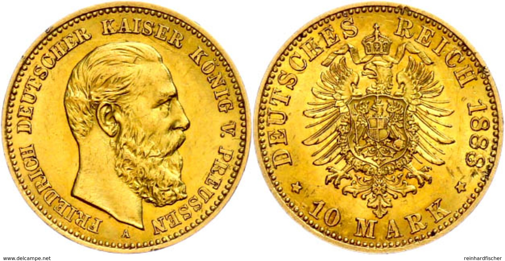 10 Mark, 1888, Friedrich III., Ss-vz., Katalog: J. 247 Ss-vz - Altri & Non Classificati