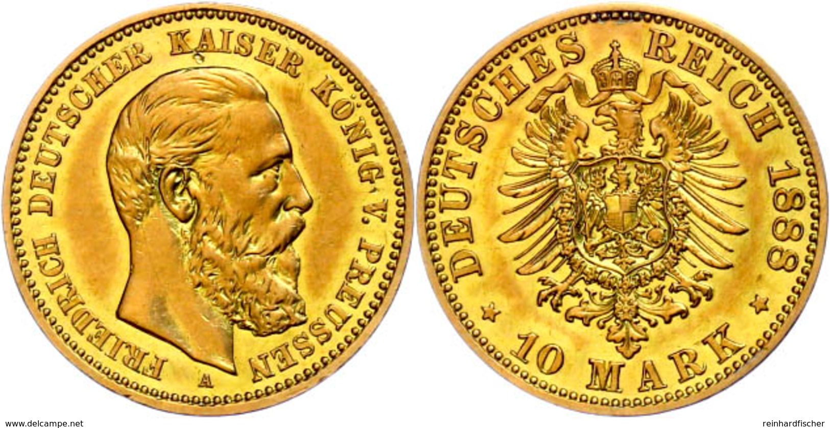 10 Mark, 1888, Friedrich III., Vz., Katalog: J. 247 Vz - Altri & Non Classificati