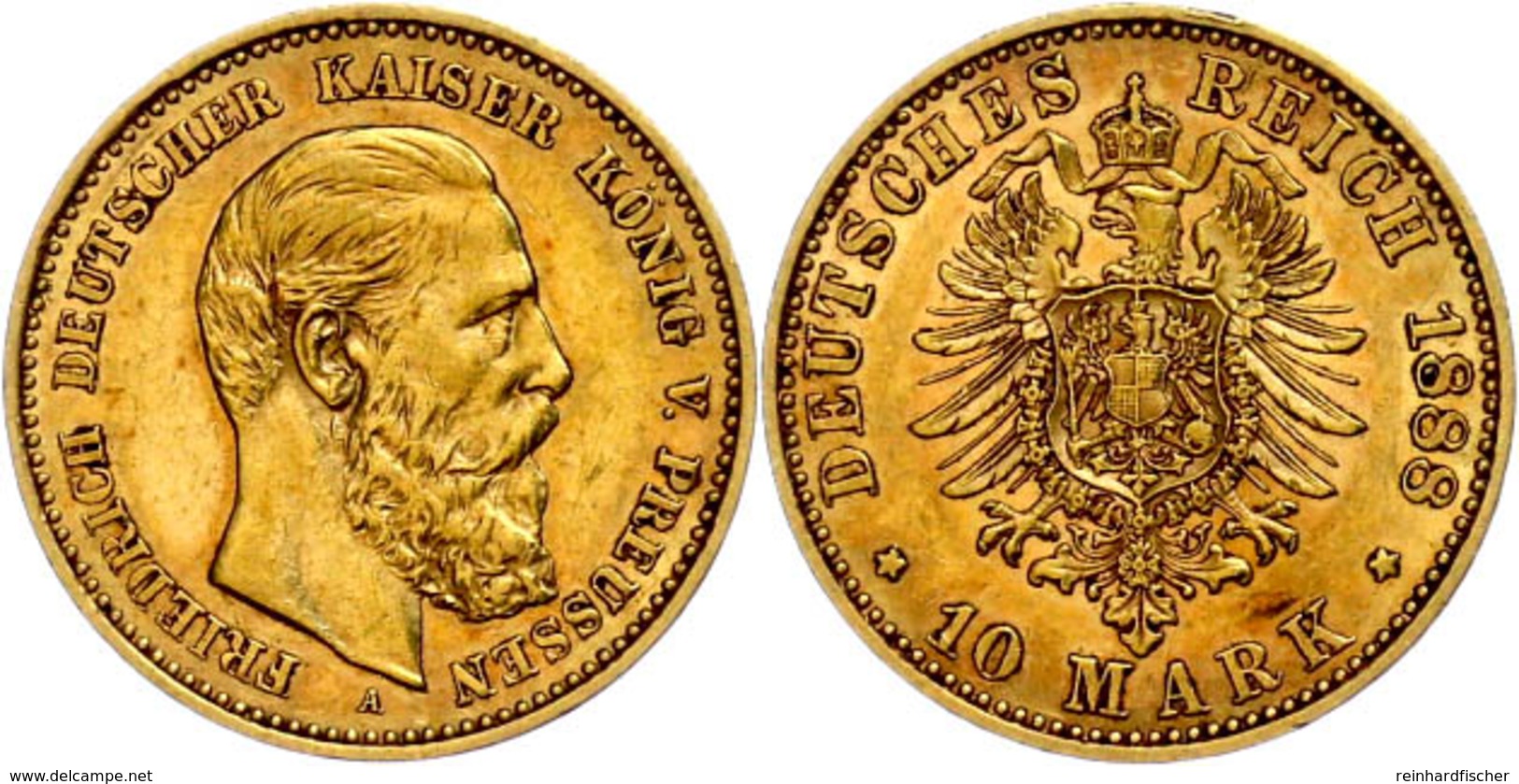 10 Mark, 1888, Friedrich III., Vz., Katalog: J. 247 Vz - Altri & Non Classificati