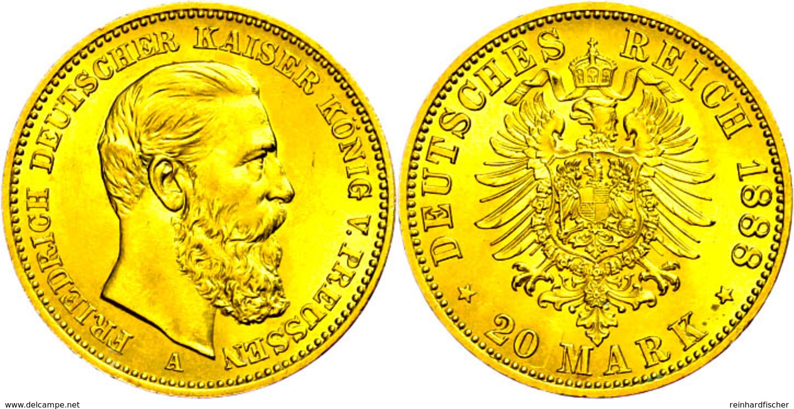 20 Mark, 1888, Friedrich III., Wz. Kr. Und Rf., Vz-st., Katalog: J. 248 Vz-st - Altri & Non Classificati