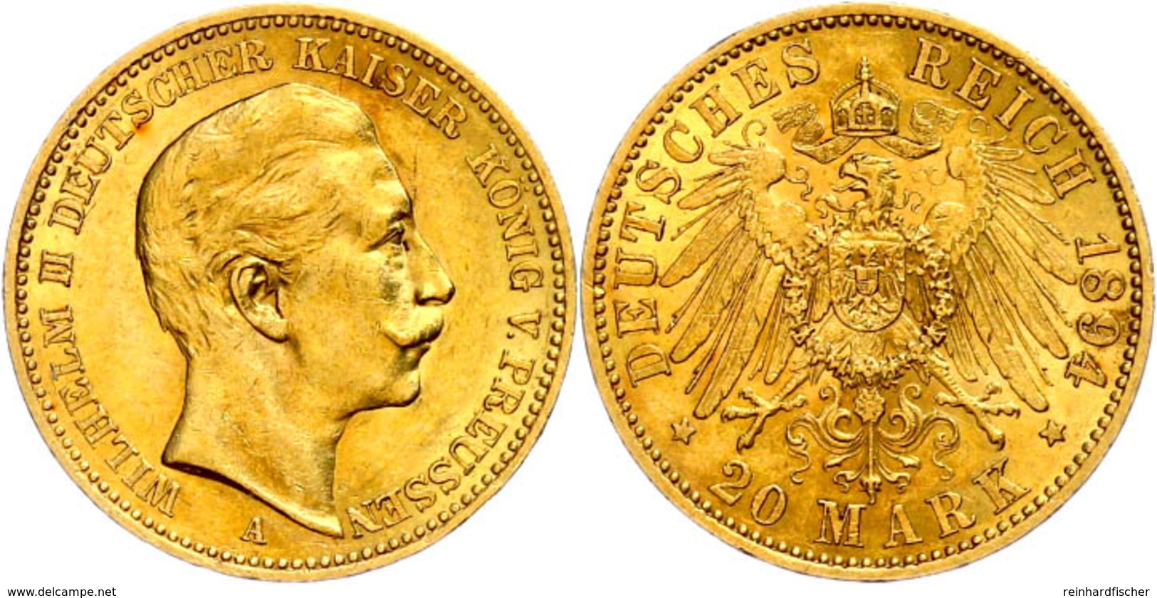 20 Mark, 1894, Wilhelm II., Ss-vz., Katalog: J. 252 Ss-vz - Other & Unclassified