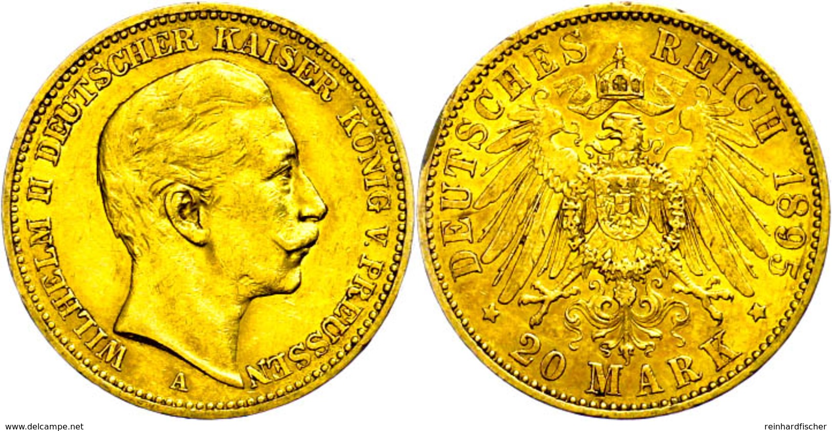 20 Mark, 1895, Wilhelm II., Randabschliff Und Kl. Rf., Ss., Katalog: J. 252 Ss - Altri & Non Classificati