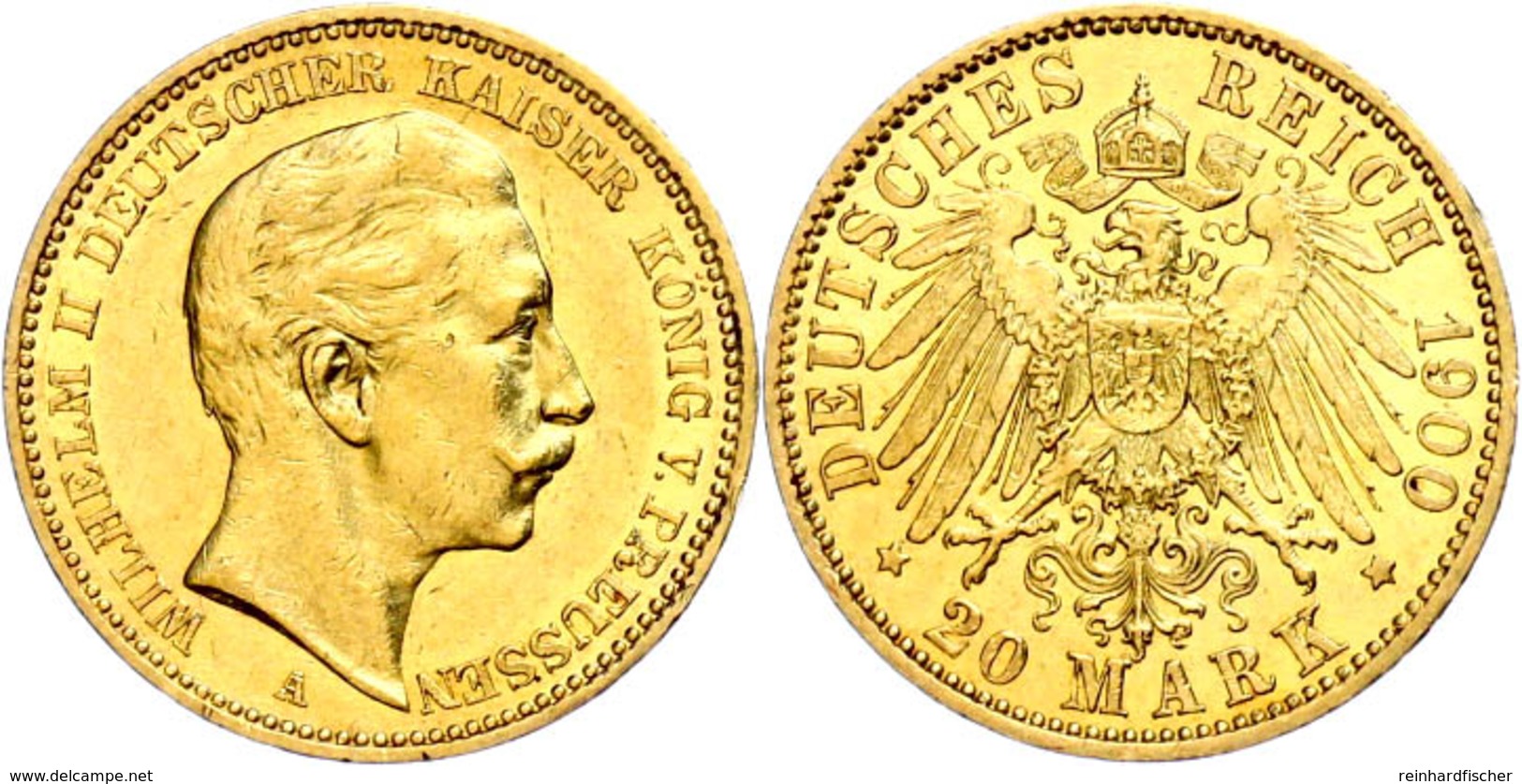 20 Mark, 1900, Wilhelm II., Kl. Rf., Ss-vz., Katalog: J. 252 Ss-vz - Other & Unclassified