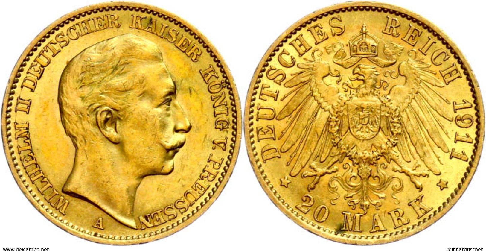 20 Mark, 1911, Wilhelm II., Kl. Rf., Ss-vz., Katalog: J. 252 Ss-vz - Other & Unclassified