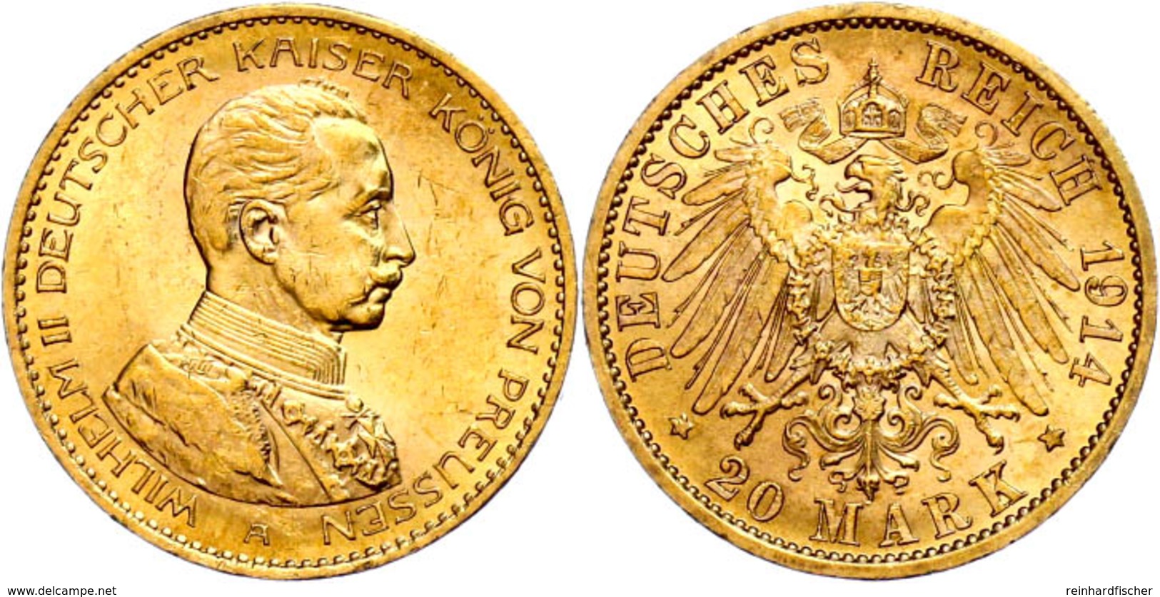 20 Mark, 1914, Wilhelm II. In Gardeuniform, Kleine Kratzer, Vz., Katalog: J. 253 Vz - Altri & Non Classificati