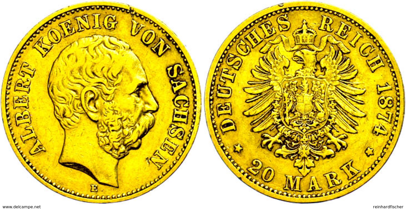 20 Mark, 1874, Albert, Randfehler, Ss., Katalog: J. 262 Ss - Altri & Non Classificati