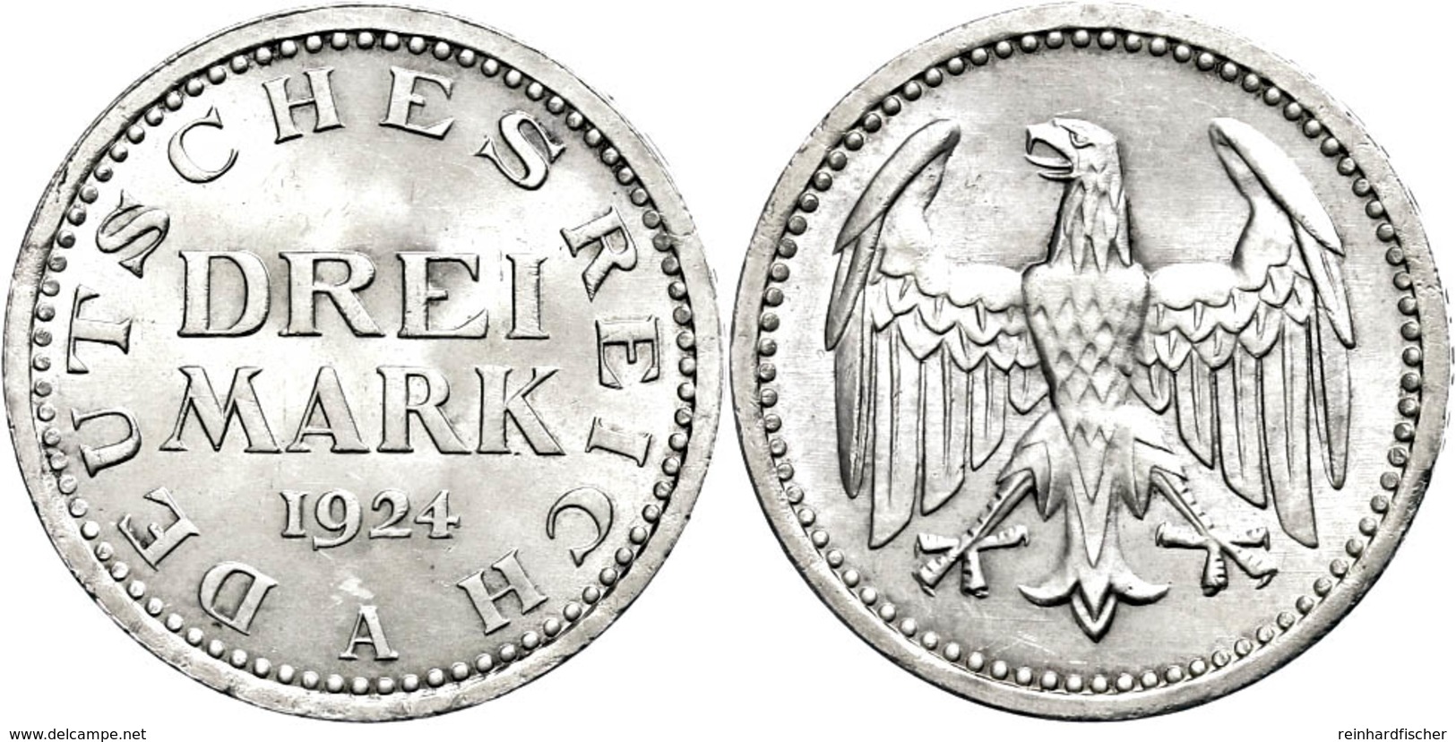 3 Mark, 1924, A, Kl. Rf., F. St., Katalog: J. 312 - Altri & Non Classificati