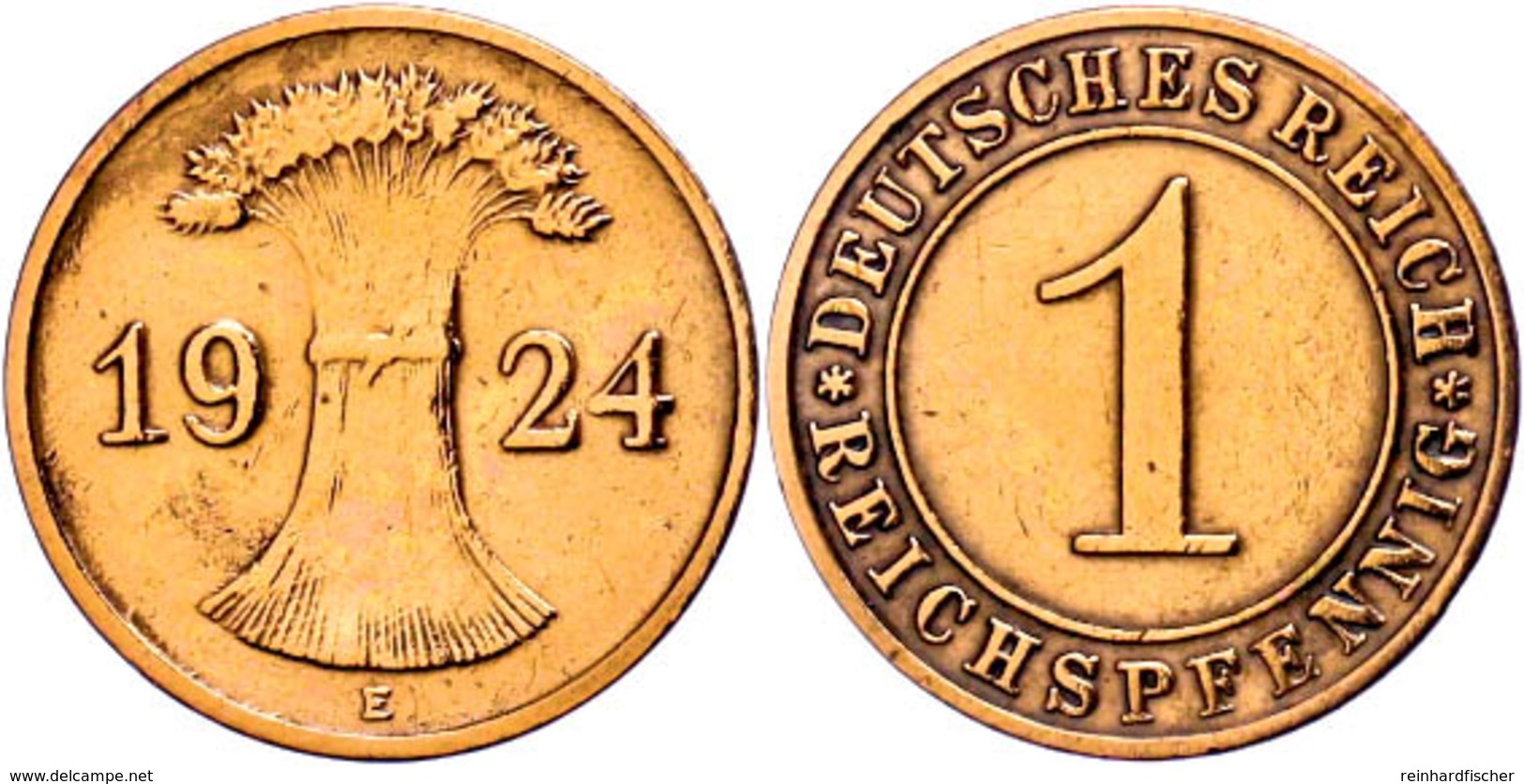 1 Reichspfennig, 1924, E, Poliert, Ss., Katalog: J. 313 Ss - Other & Unclassified