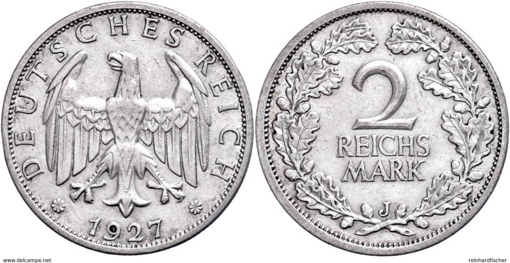 2 Reichsmark, 1927, J, Ss., Katalog: J. 320 Ss - Other & Unclassified