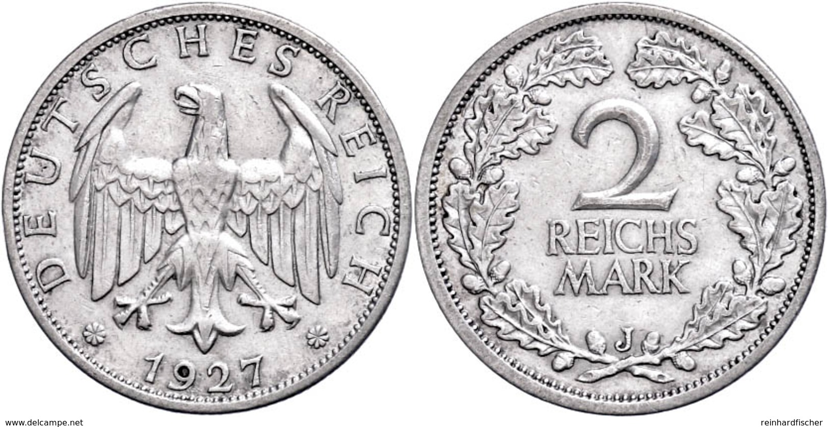 2 Reichsmark, 1927, J, Ss., Katalog: J. 320 Ss - Altri & Non Classificati