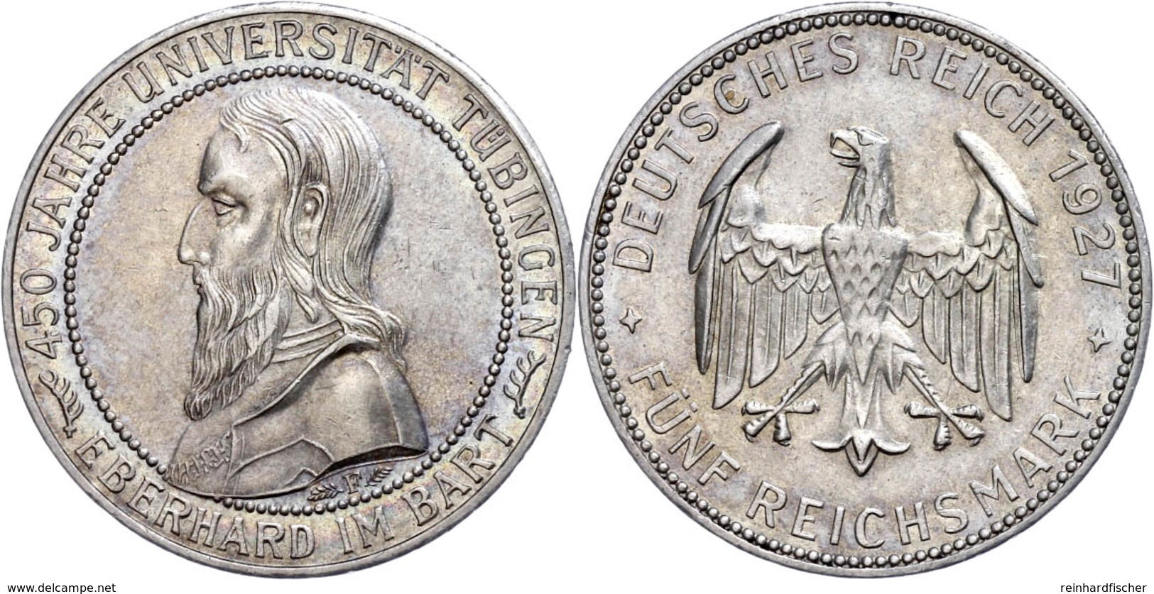 5 Reichsmark, 1927, Universität Tübingen, Kl. Rf., Ss., Katalog: J. 329 Ss - Altri & Non Classificati