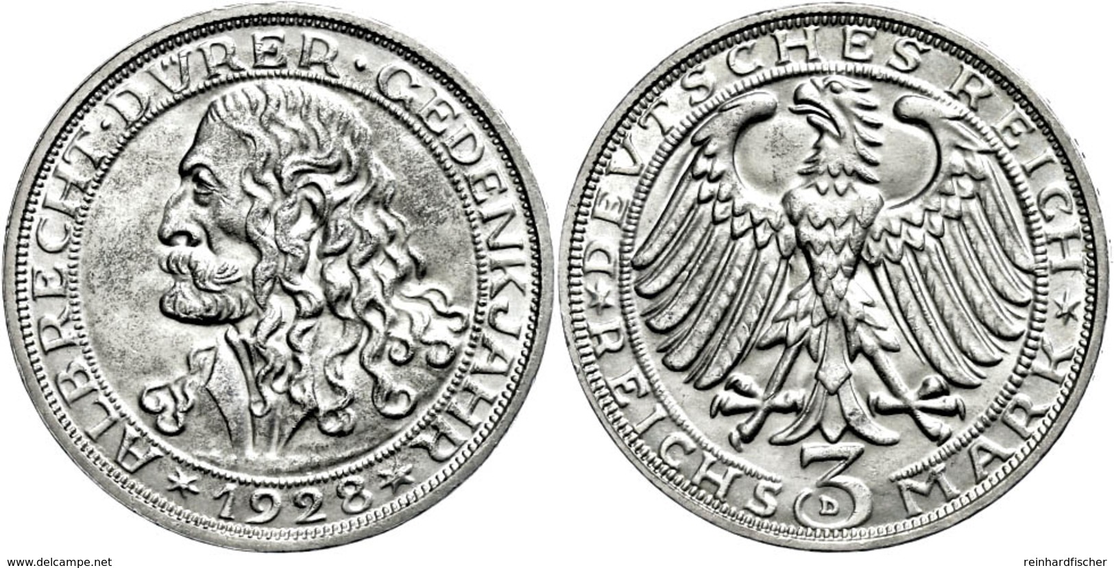 3 Reichsmark, 1928, Dürer, F. St., Katalog: J. 332 - Other & Unclassified