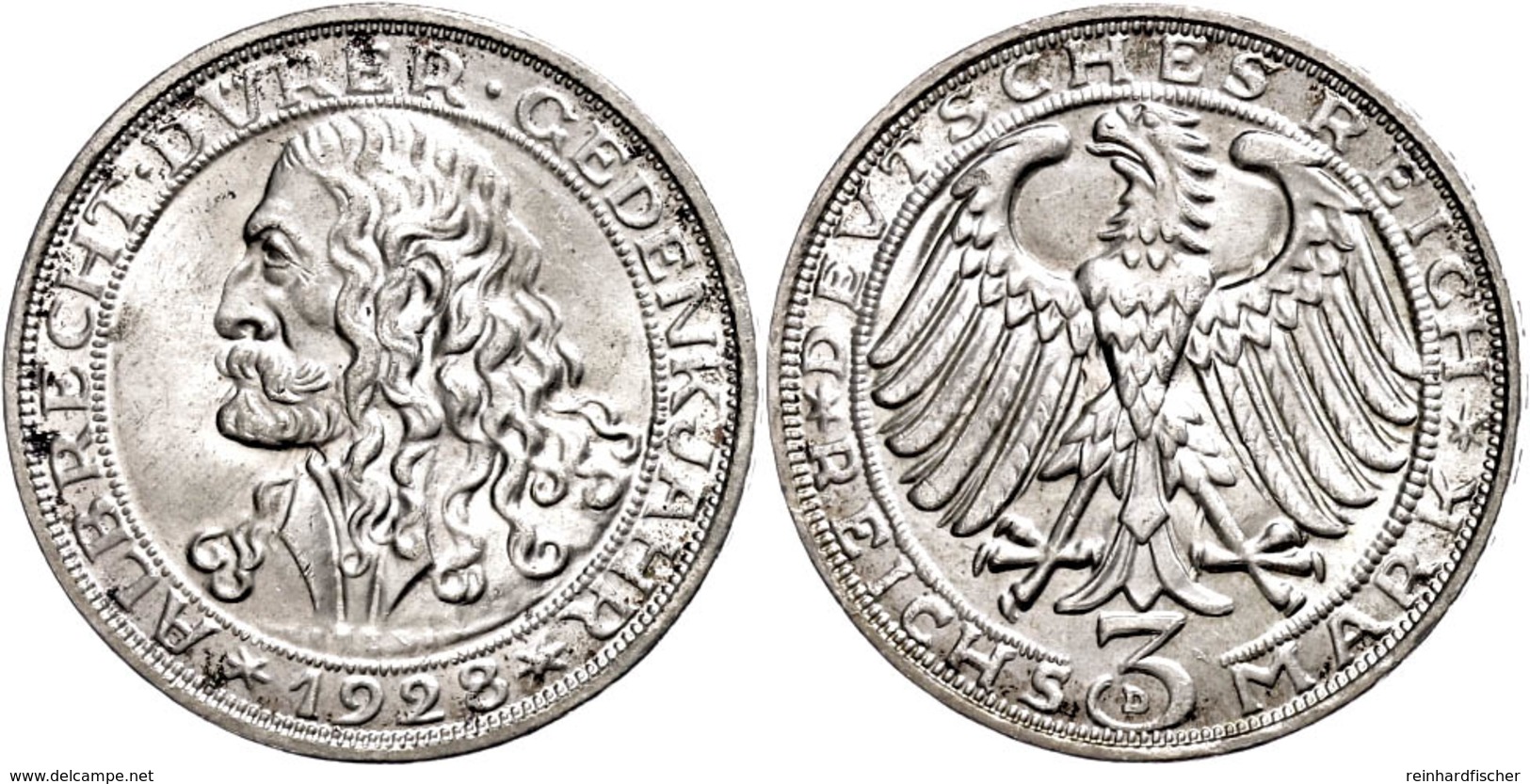 3 Reichsmark, 1928, Dürer, F. St., Katalog: J. 332 - Other & Unclassified