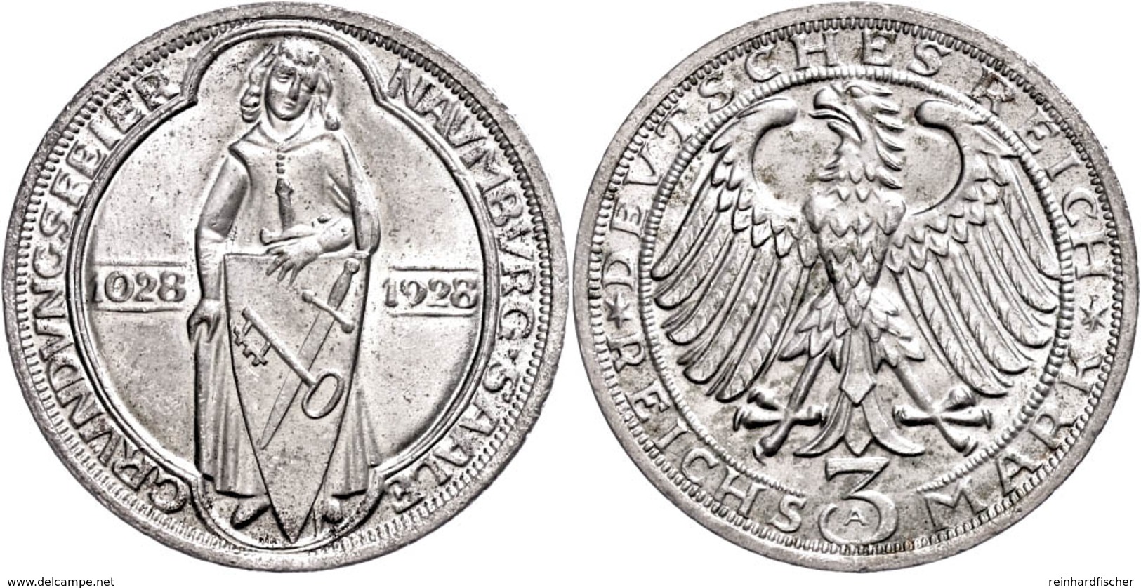 3 Reichsmark, 1928, Naumburg, F. St., Katalog: J. 333 - Altri & Non Classificati