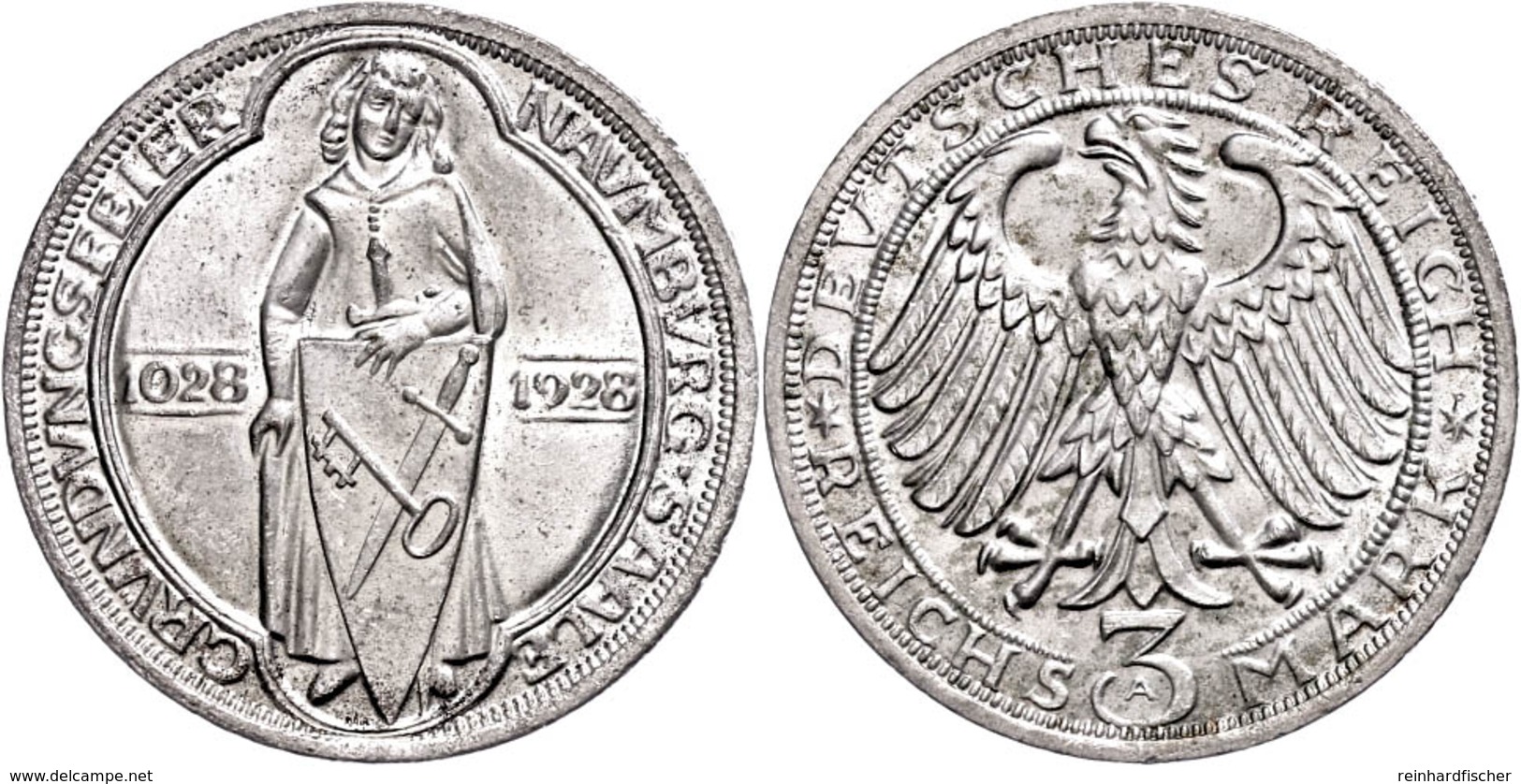3 Reichsmark, 1928, Naumburg, F. St., Katalog: J. 333 - Other & Unclassified