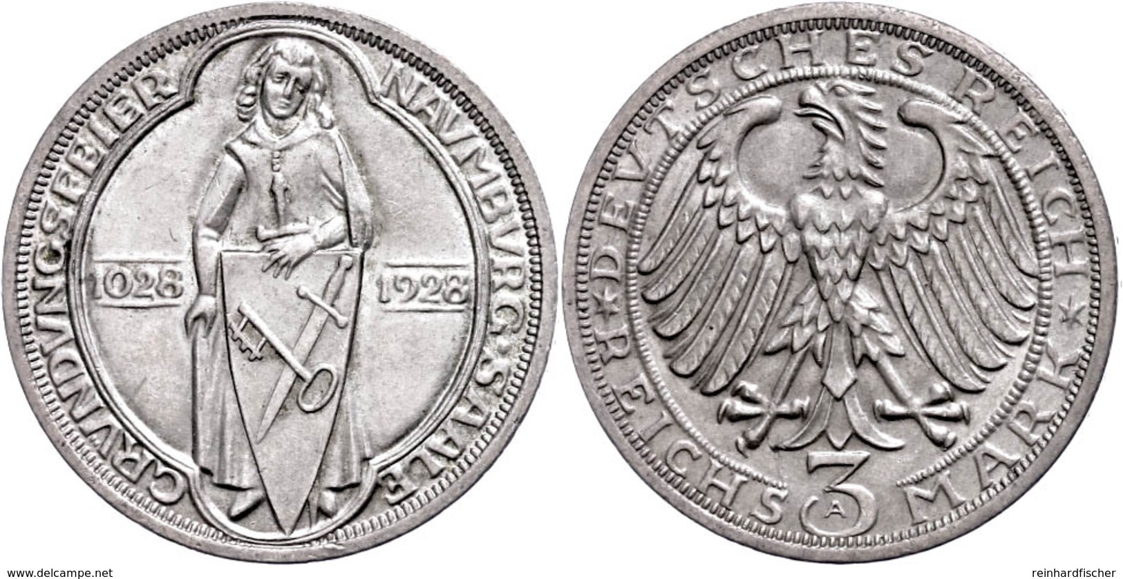 3 Reichsmark, 1928, Naumburg, Vz-st., Katalog: J. 333 Vz-st - Altri & Non Classificati