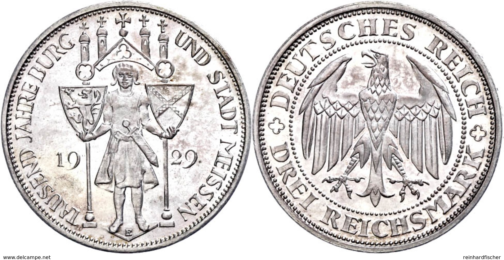 3 Reichsmark, 1929, Meißen, Kratzer, PP., Katalog: J. 338 PP - Altri & Non Classificati