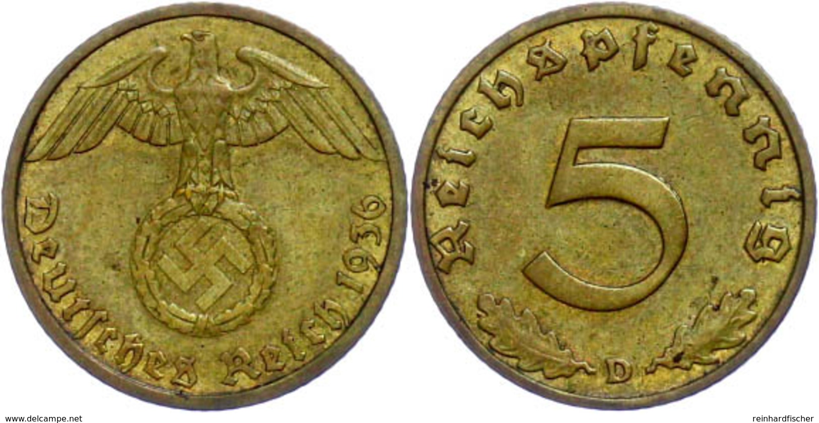 5 Reichspfennig, 1936, Mzz D, Ss-vz., Katalog: J. 363 Ss-vz - Altri & Non Classificati