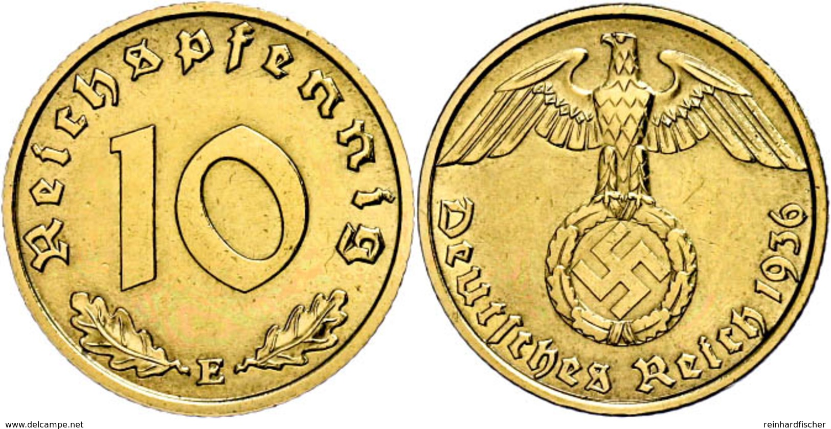 10 Reichspfennig, 1936, E, Vz., Katalog: J. 364 Vz - Altri & Non Classificati