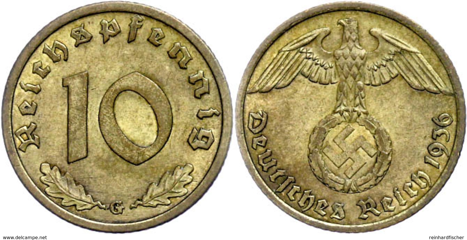 10 Reichspfennig, 1936, G, Vz. Mit Unterlegzettel Der WAG, Arnsberg., Katalog: J. 364 Vz - Other & Unclassified