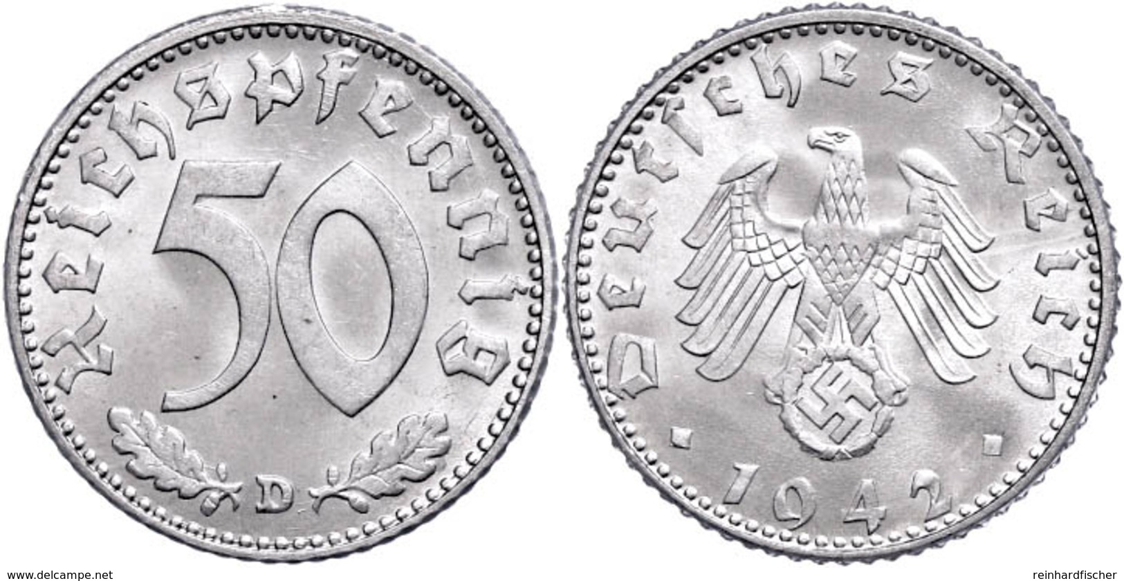 50 Reichspfennig, 1942, Mzz D, Kl. Kratzer, Vz-st., Katalog: J. 372 Vz-st - Altri & Non Classificati