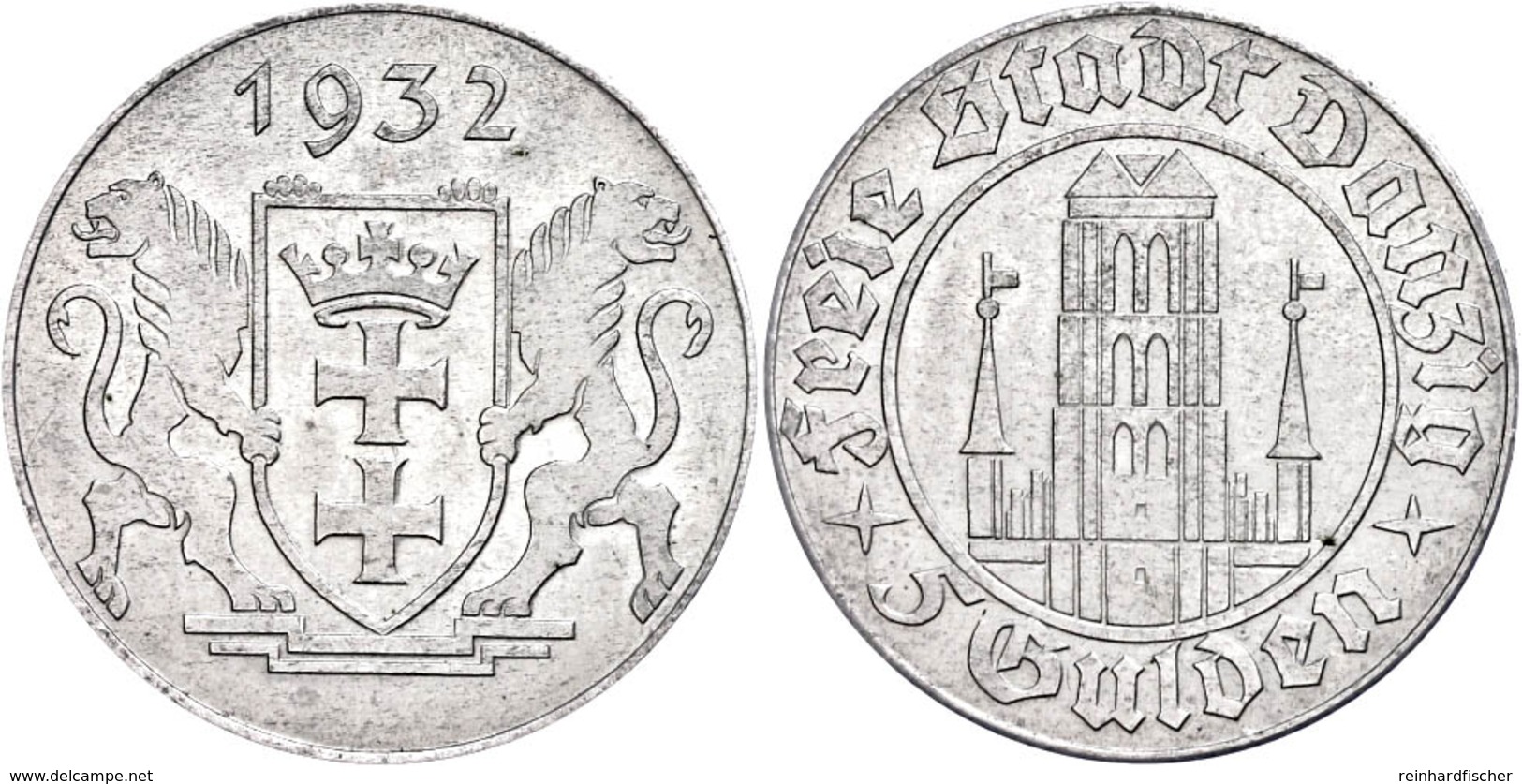 Danzig, 5 Gulden, 1932, Marienkirche, Vz., Katalog: J. D17 Vz - Other & Unclassified