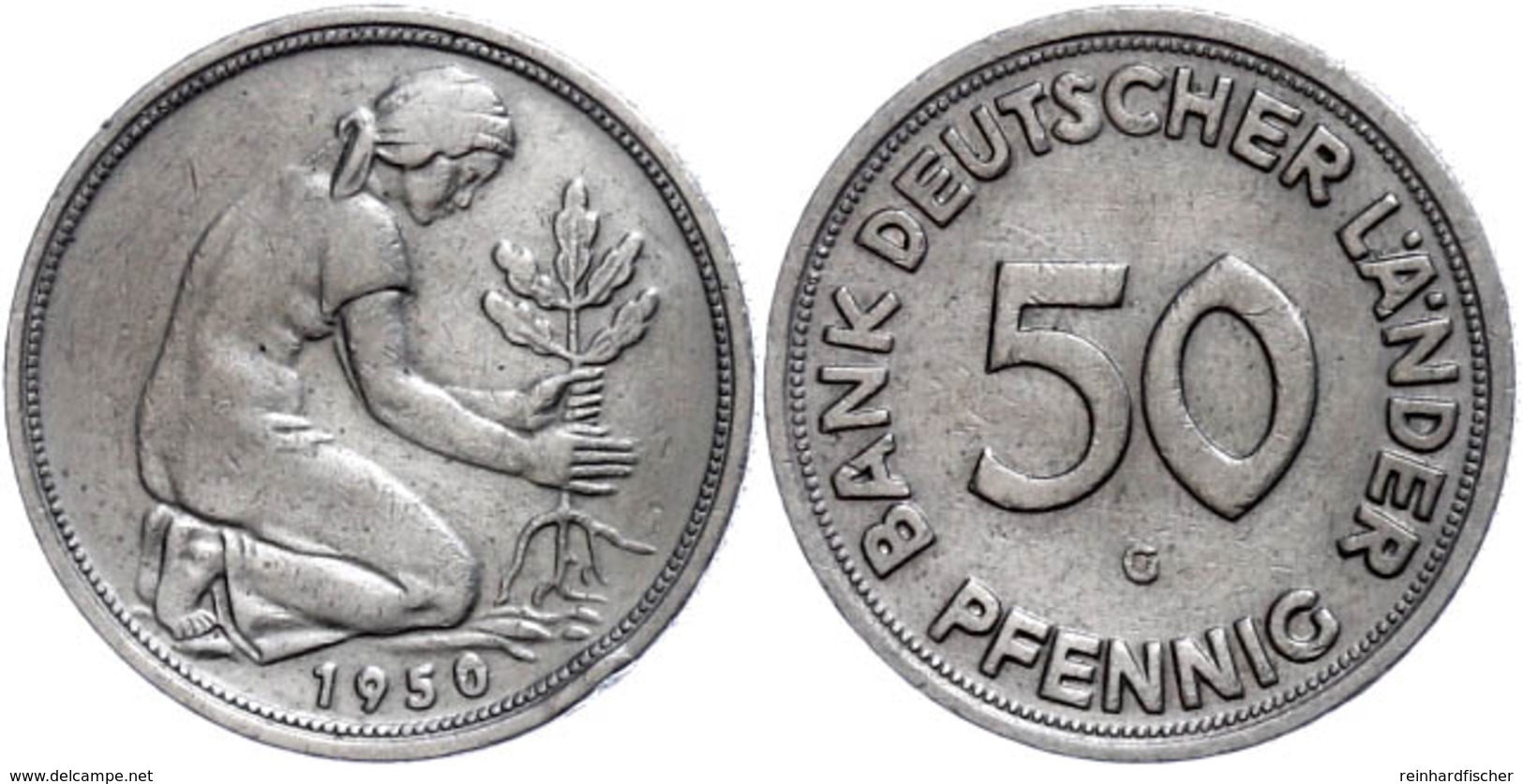 50 Pfennig, 1950, G, BDL, Felder Berieben, Ss., Katalog: J. 379 Ss - Other & Unclassified