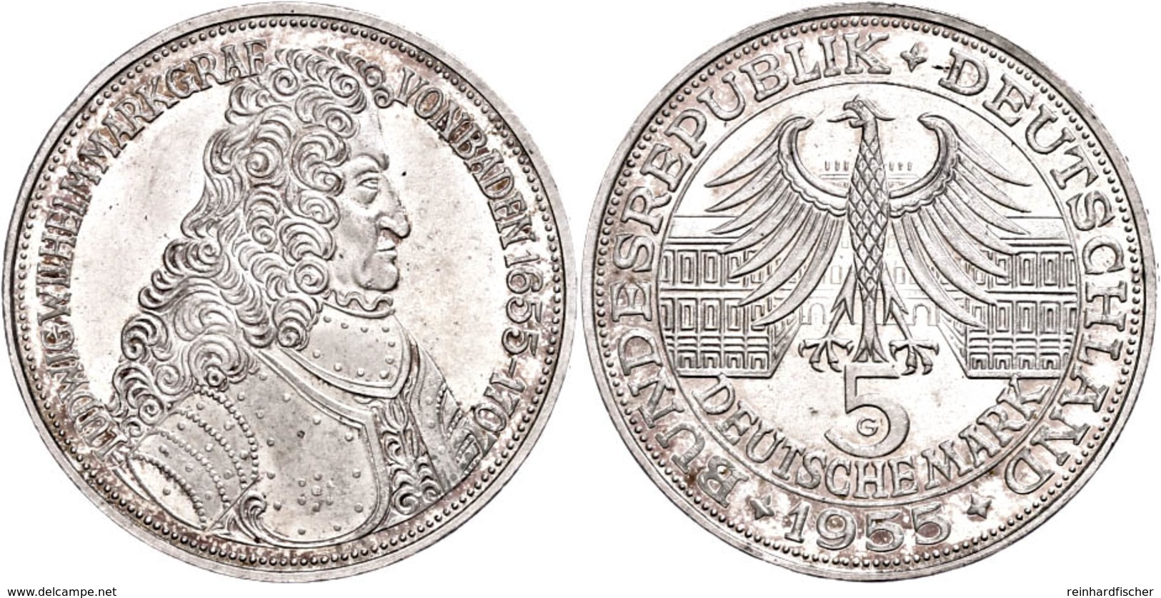 5 Mark, 1955, Markgraf Von Baden, Wz. Rf., Vz., Katalog: J. 390 Vz - Altri & Non Classificati