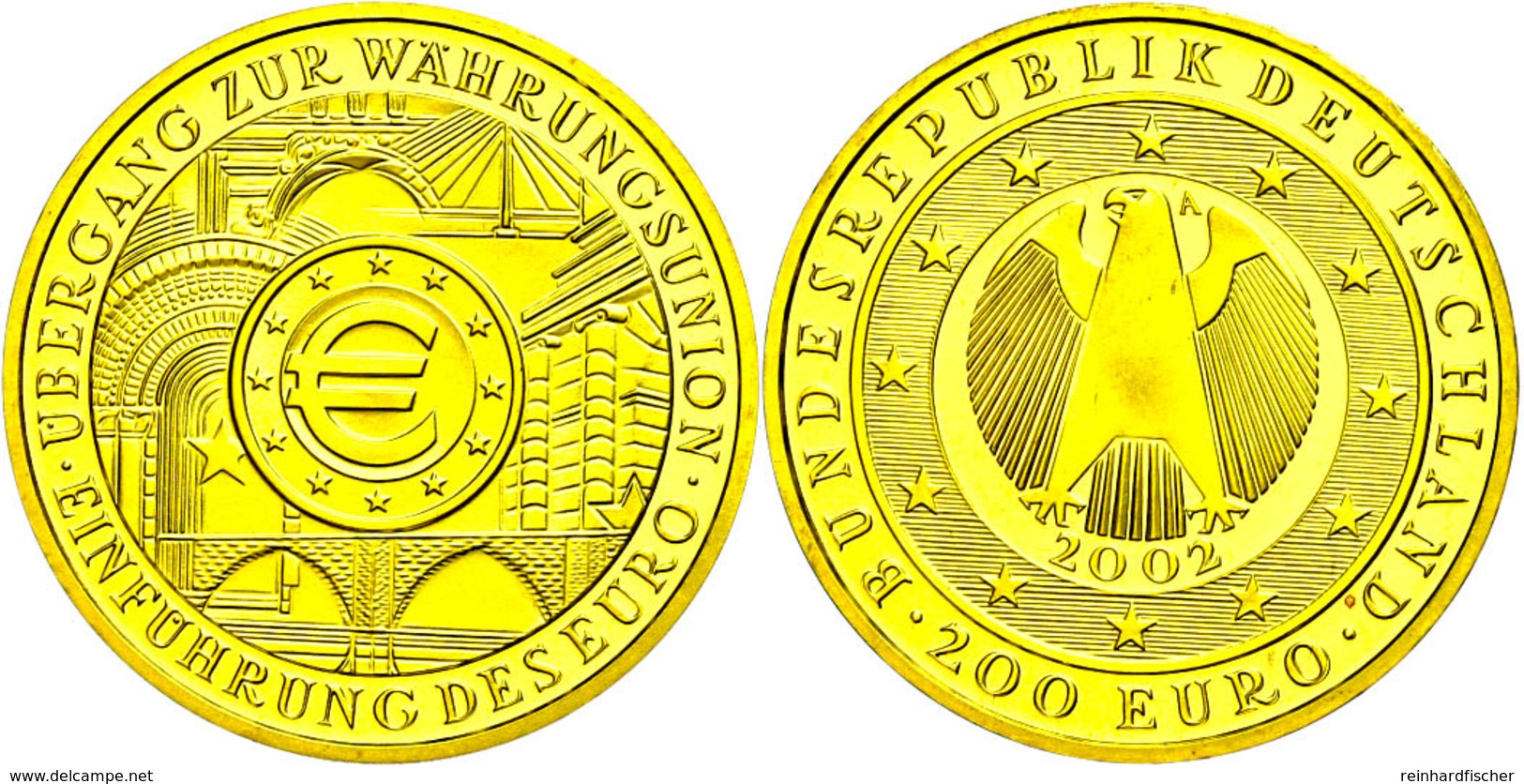 200 Euro, Gold, 2002, A, Währungsunion, Mit Zertifikat In Ausgabeschatulle, St., Katalog: J. 494 St - Altri & Non Classificati