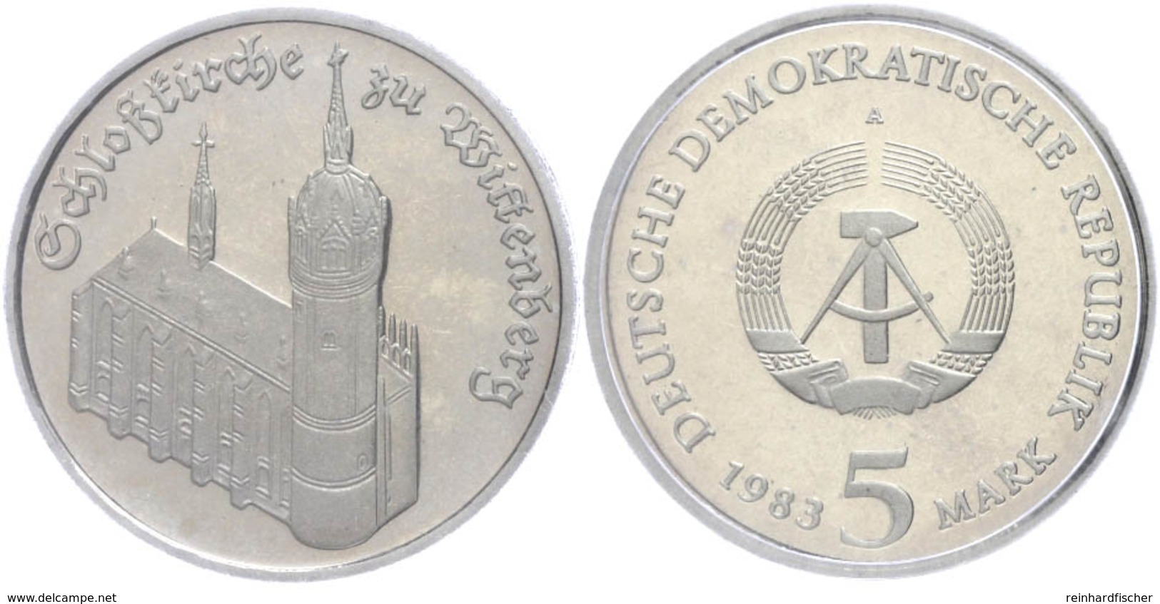 5 Mark, 1983, Schlosskirche Zu Wittenberg, In Hartplastik Verplombt, PP., Katalog: J. 1588 PP - Altri & Non Classificati