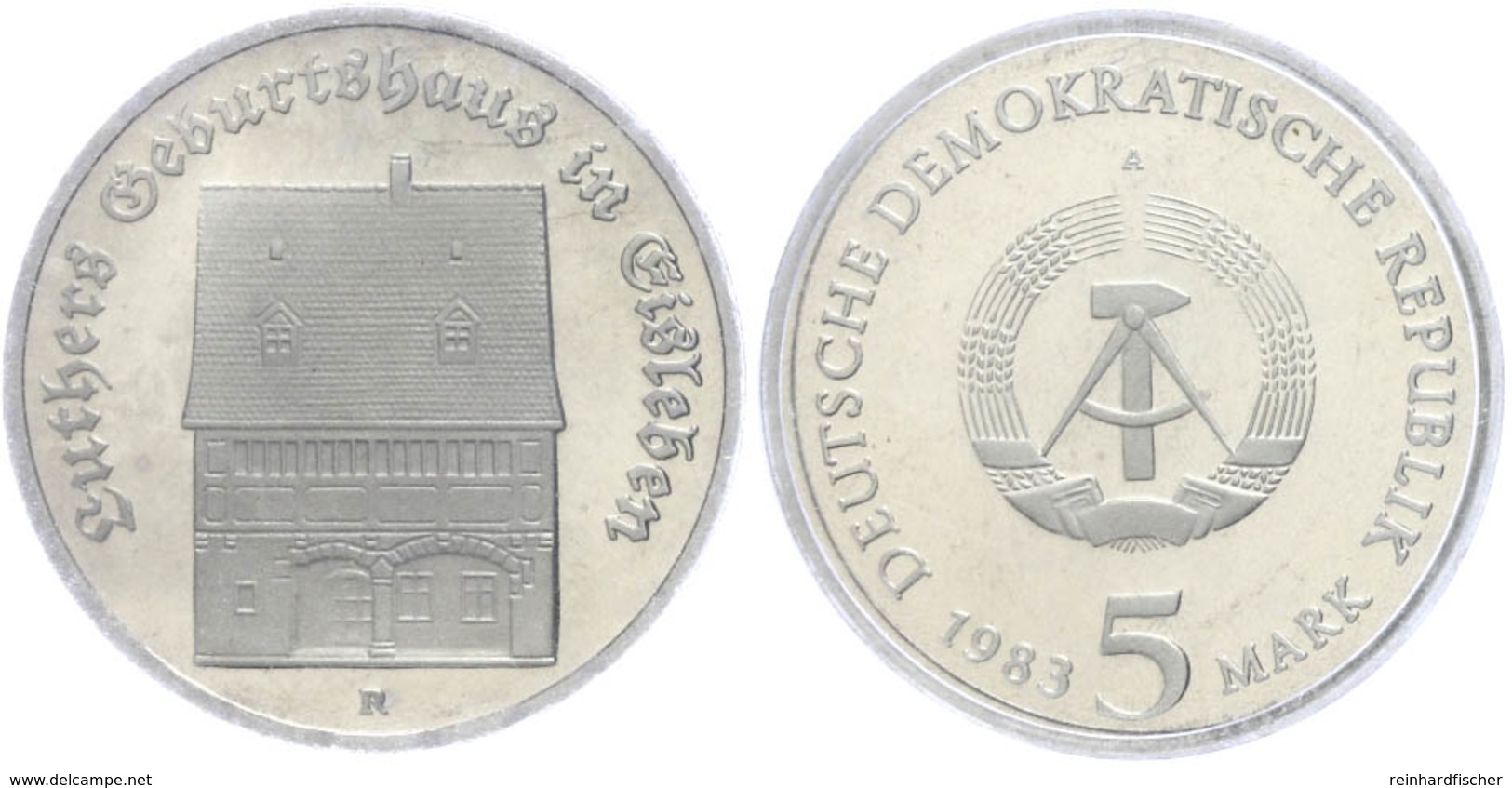 5 Mark, 1983, Luthers Geburtshaus In Eisleben, In Hartplastik Verplombt, PP., Katalog: J. 1590 PP - Other & Unclassified