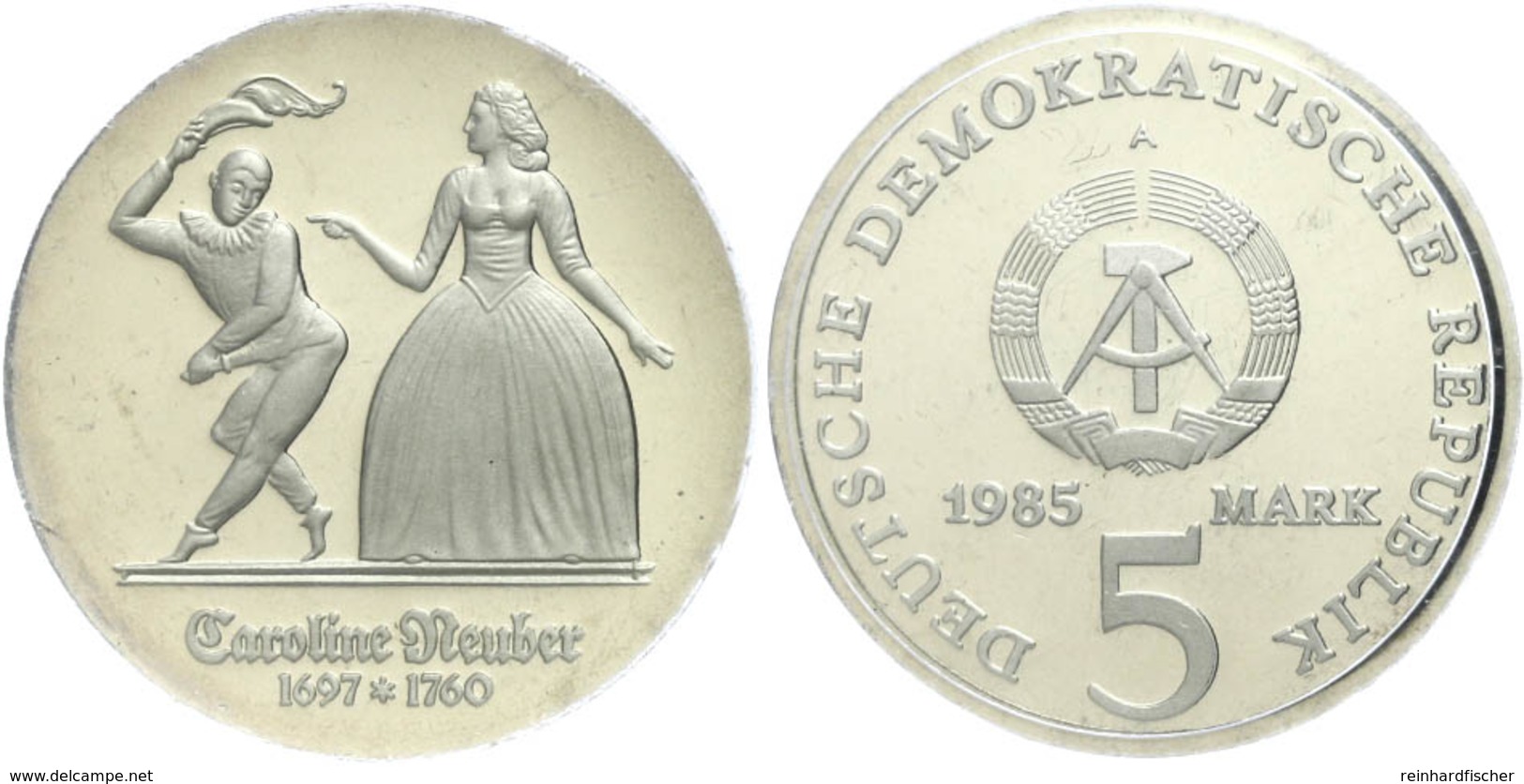 5 Mark, 1985, Neuber, In Hartplastik Verplombt, PP., Katalog: J. 1604 PP - Altri & Non Classificati