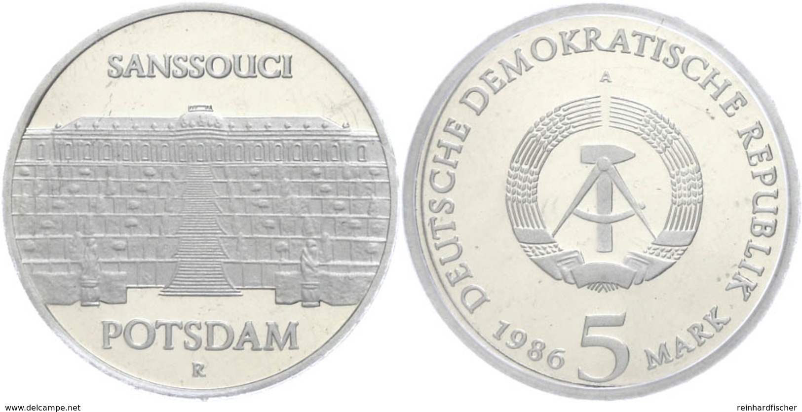 5 Mark, 1986, Sanssouci, In Hartplastik Verplombt, PP., Katalog: J. 1609 PP - Altri & Non Classificati