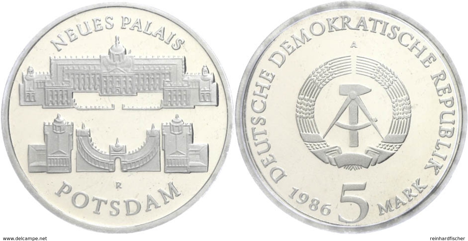 5 Mark, 1986, Neues Palais Potsdam, In Hartplastik Verplombt, PP., Katalog: J. 1610 PP - Other & Unclassified