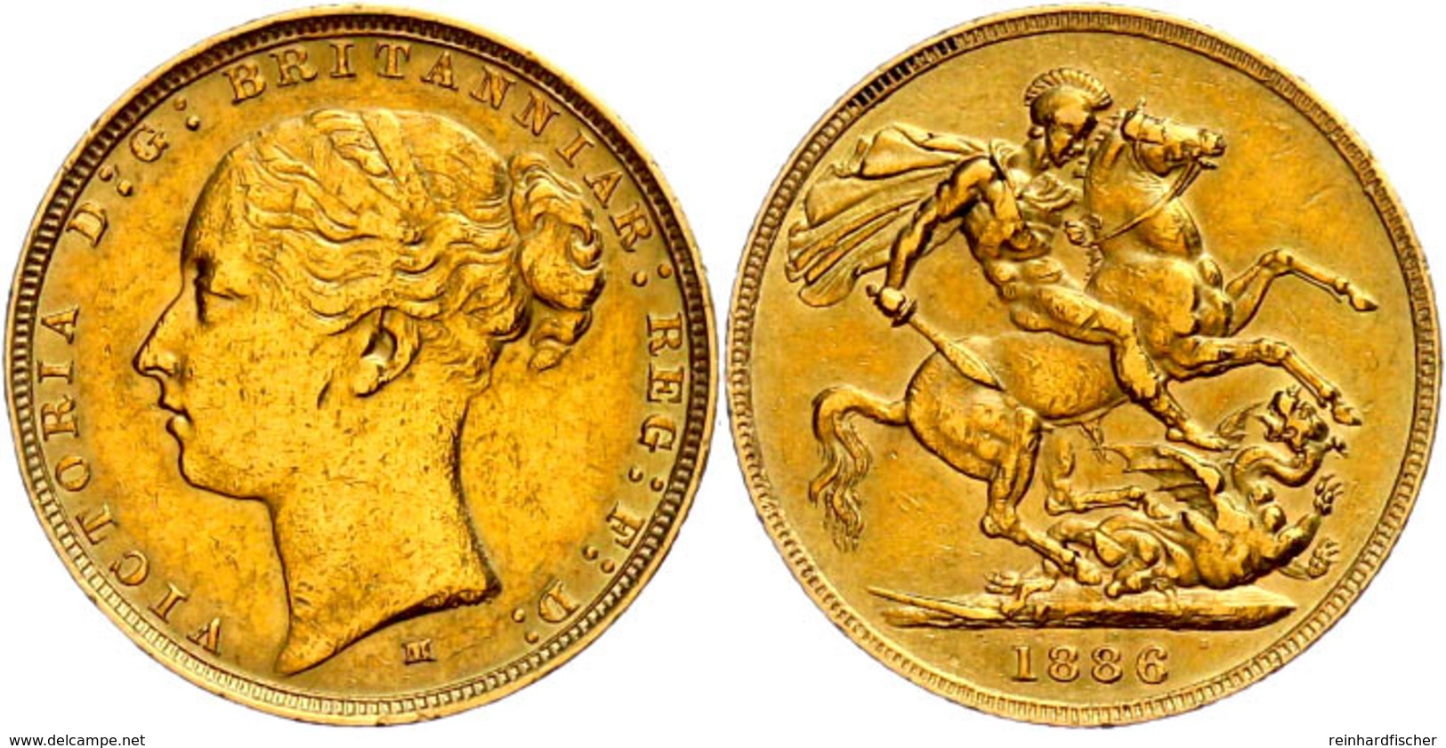 Sovereign (Pound), 1886, Victoria, Mzz M Melbourne, Fb. 16, Kleinere Randfehler, Ss.  Ss - Andere & Zonder Classificatie