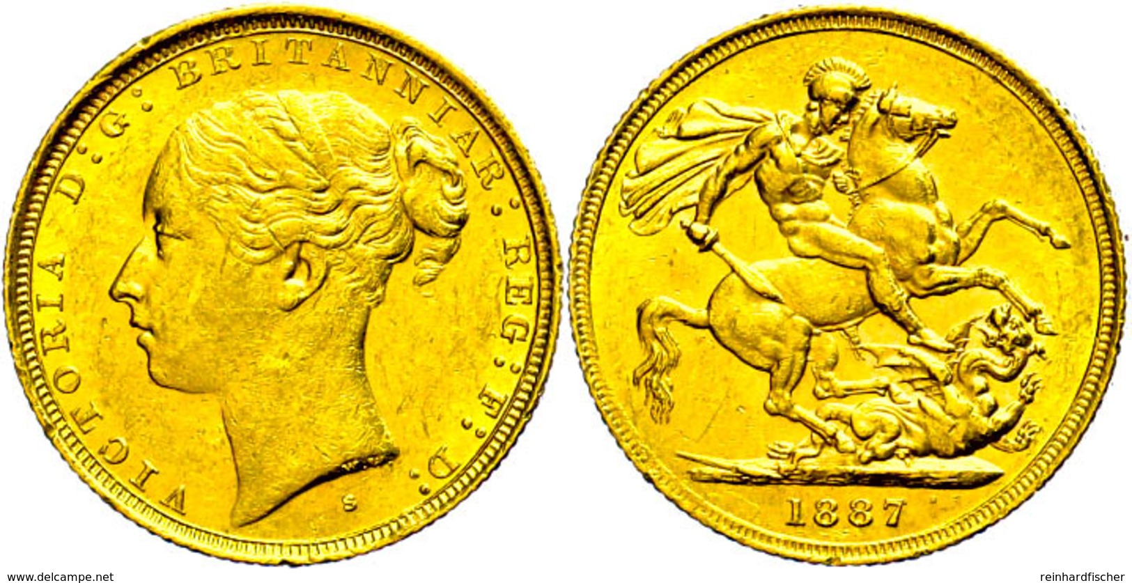 Pound, Gold, 1887, Victoria, Sydney, Fb. 15, Kl. Rf., F. Vz. - Other & Unclassified