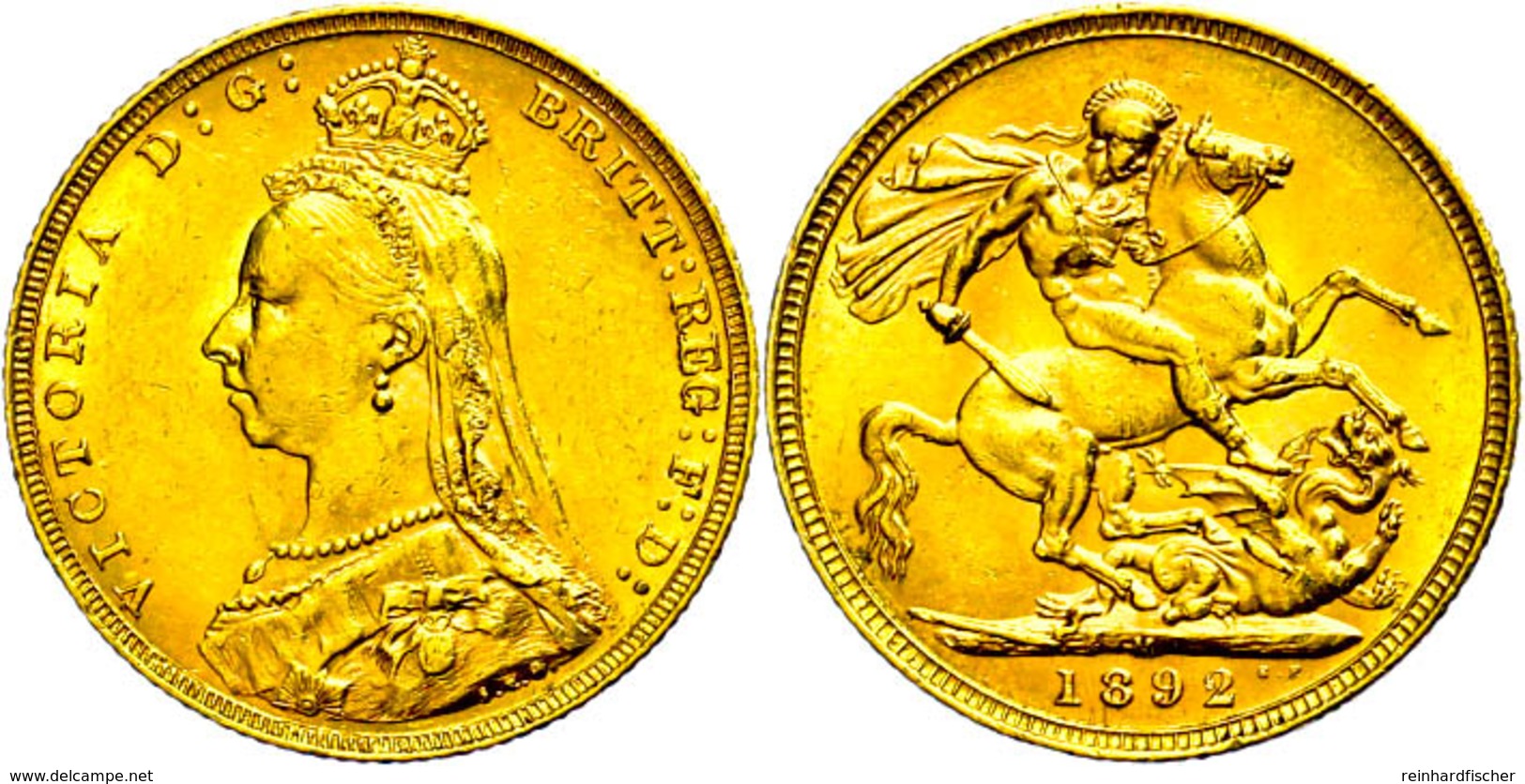 Pound, Gold, 1892, Victoria, Melbourne, Fb. 20, Kl. Rf., F. Vz. - Other & Unclassified