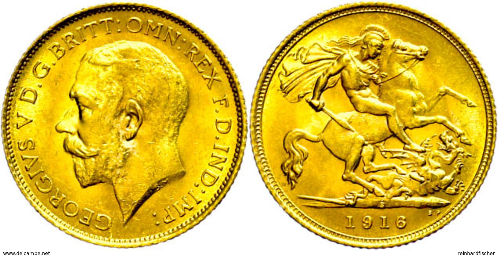 1/2 Pound, Gold, 1916, George V., Sydney, Fb. 41, Vz-st.  Vz-st - Other & Unclassified