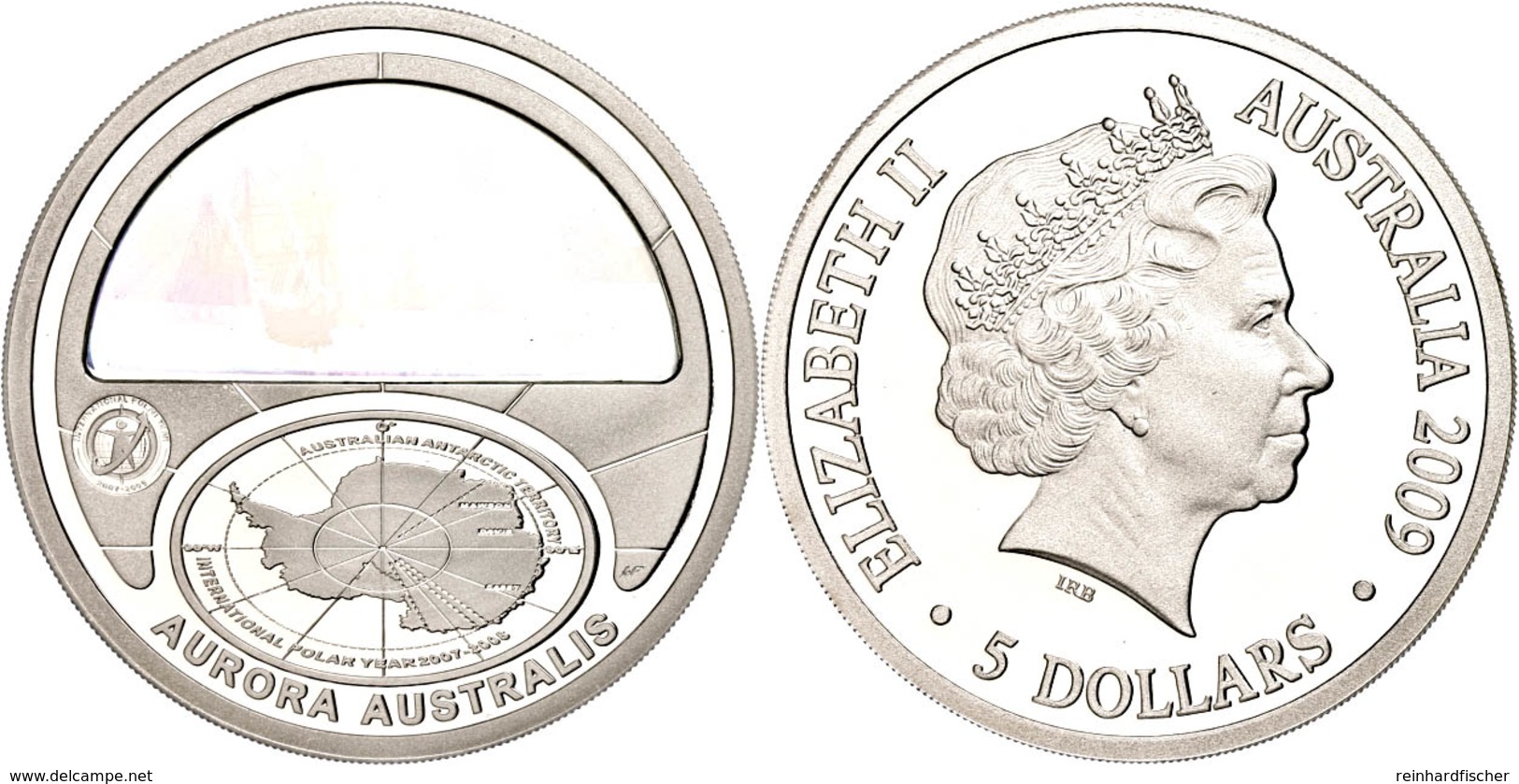 5 Dollars, 2009, 4. Internationales Polarjahr 2007 - 2009 (Kinegramm), KM 1081, Schön 1320, Im Etui Mit OVP Und Zertifik - Altri & Non Classificati