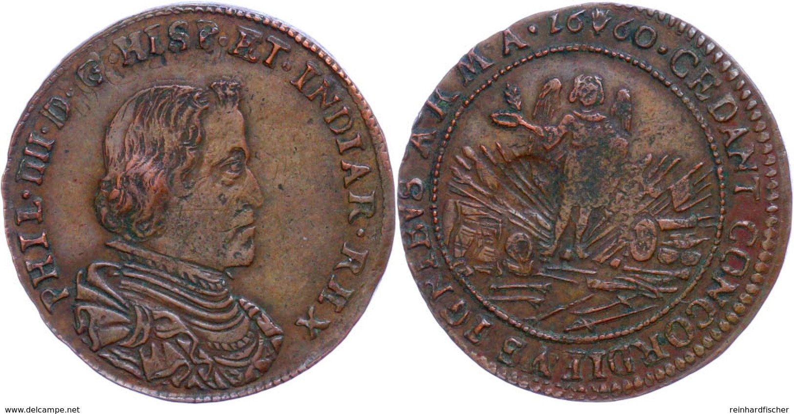 Jeton, Kupfer, 1660, Philipp IV., Dugn. 4160, Ss.  Ss - Other & Unclassified