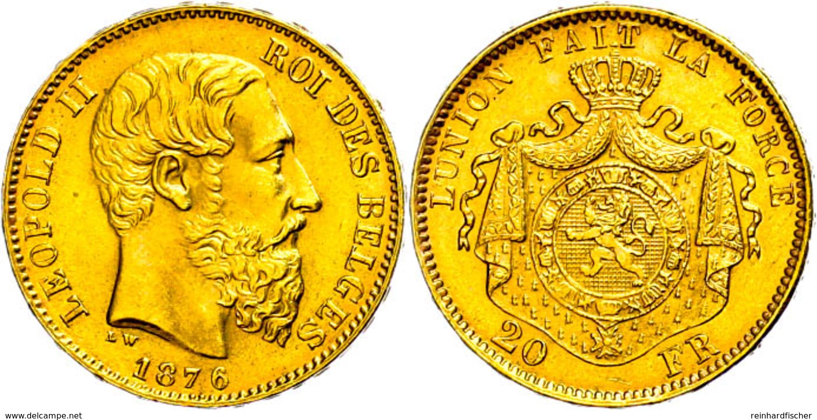 20 Francs, Gold, 1876, Leopold II., Fb. 412, Vz.  Vz - Altri & Non Classificati