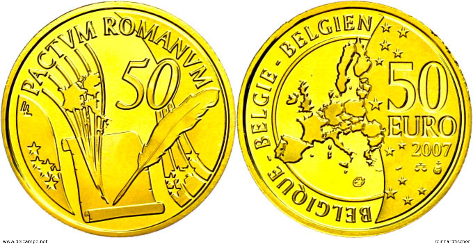 50 Euro, Gold, 2007, 50 Jahre Römische Verträge - Zur Gründung Der Europäische Gemeinschaft, KM 261, Mit Zertifikat Im A - Other & Unclassified