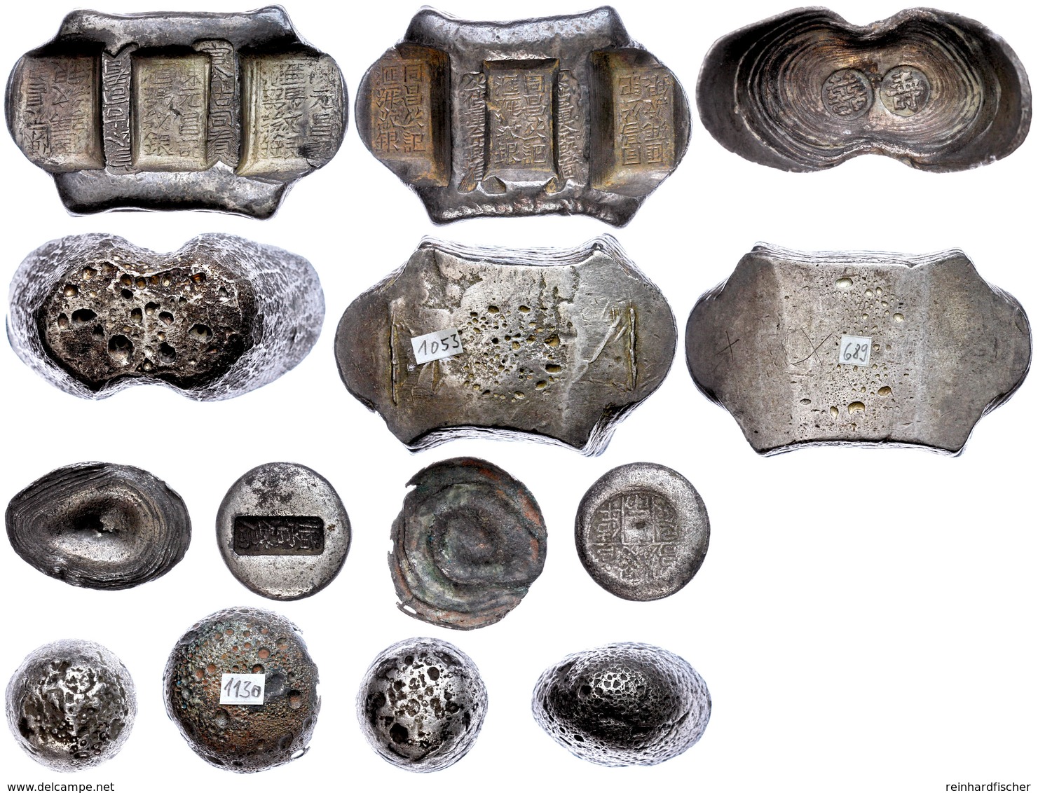 Ming Dynastie, 1367-1644 / Qing Dynastie, 1644-1911, Lot Von 7 Silberbarren, Darunter Zwei Stücke Packsattelgeld Jeweils - Chinesische Münzen